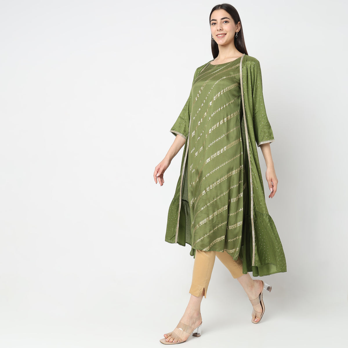 Flare Fit Embellished Kurta