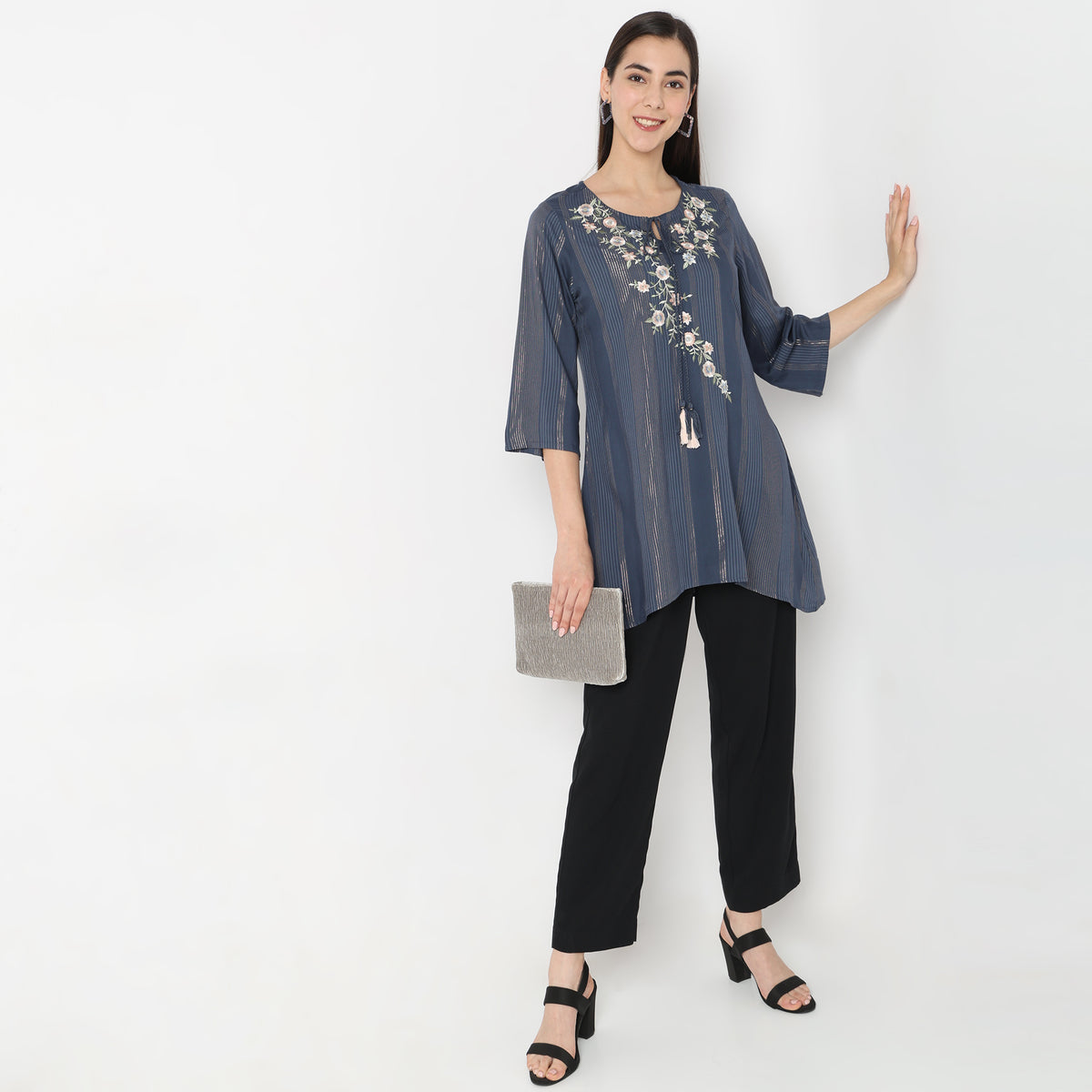 Flare Fit Embroidered Kurta