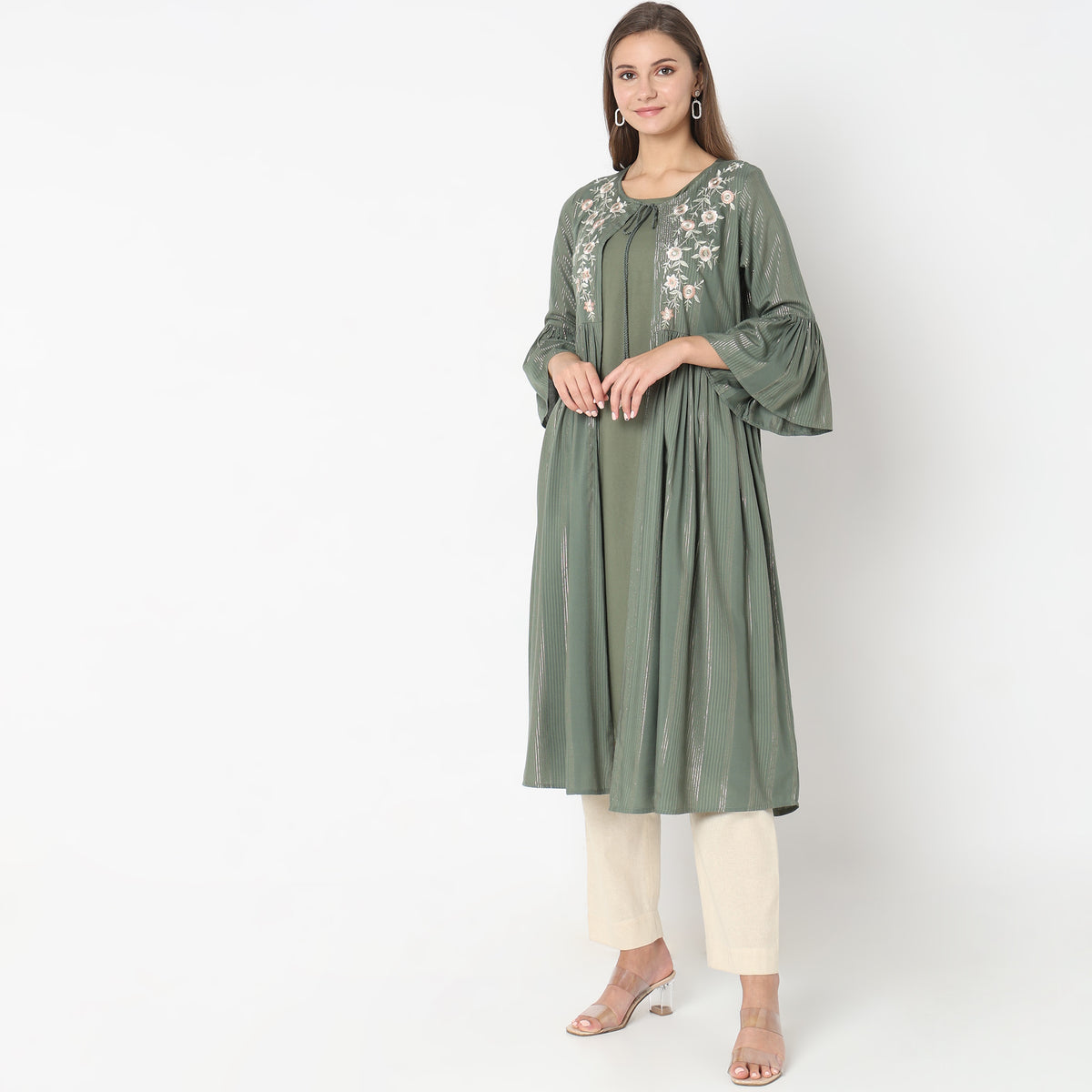 Flare Fit Embroidered Kurta