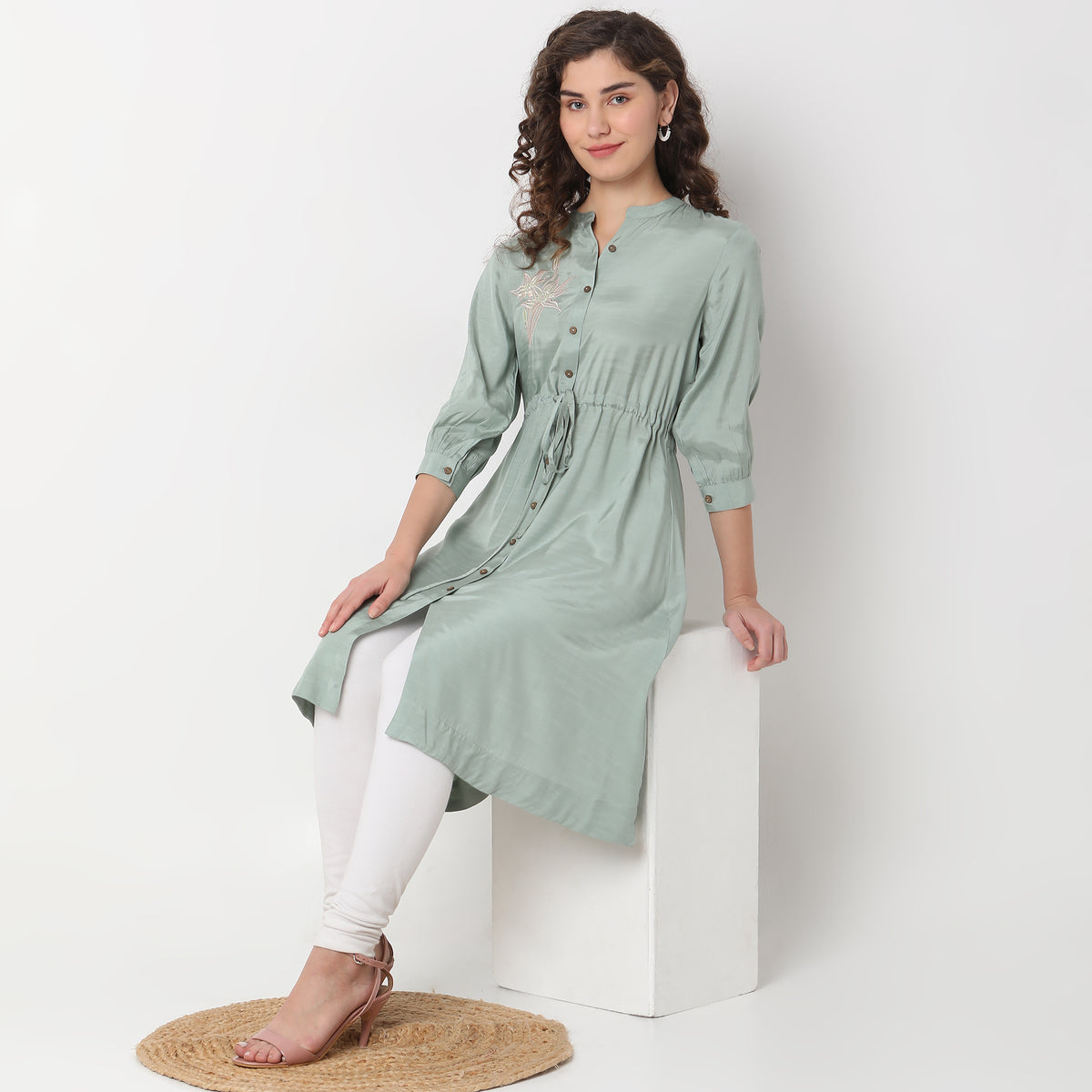 Mid Flare Embroidered Kurta