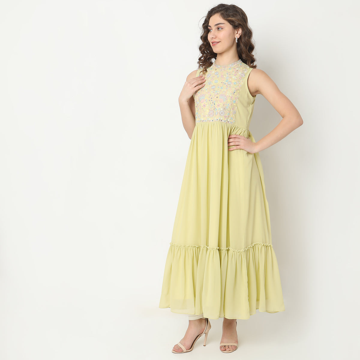 Flare Fit Embroidered Kurta