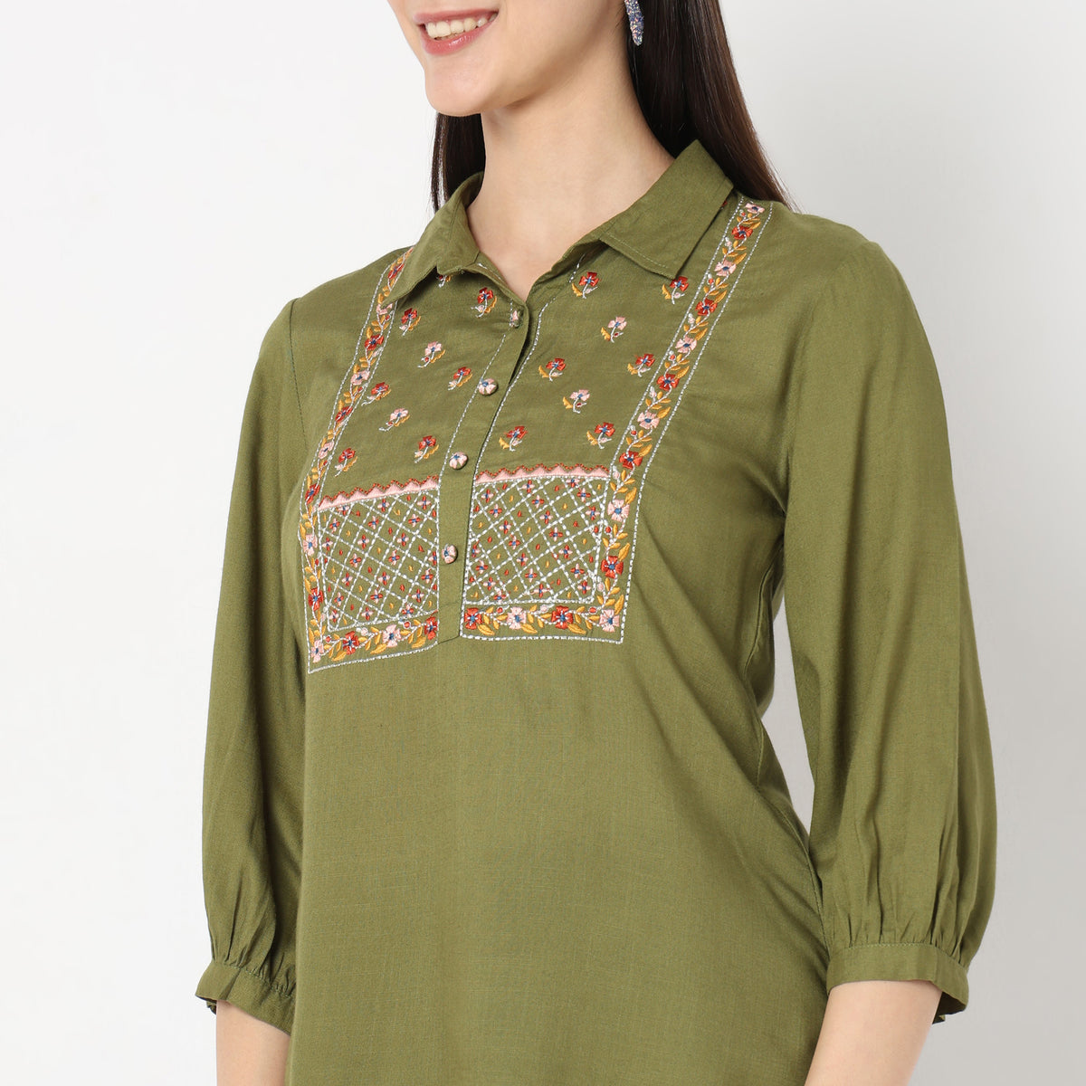 Regular Fit Embroidered Top