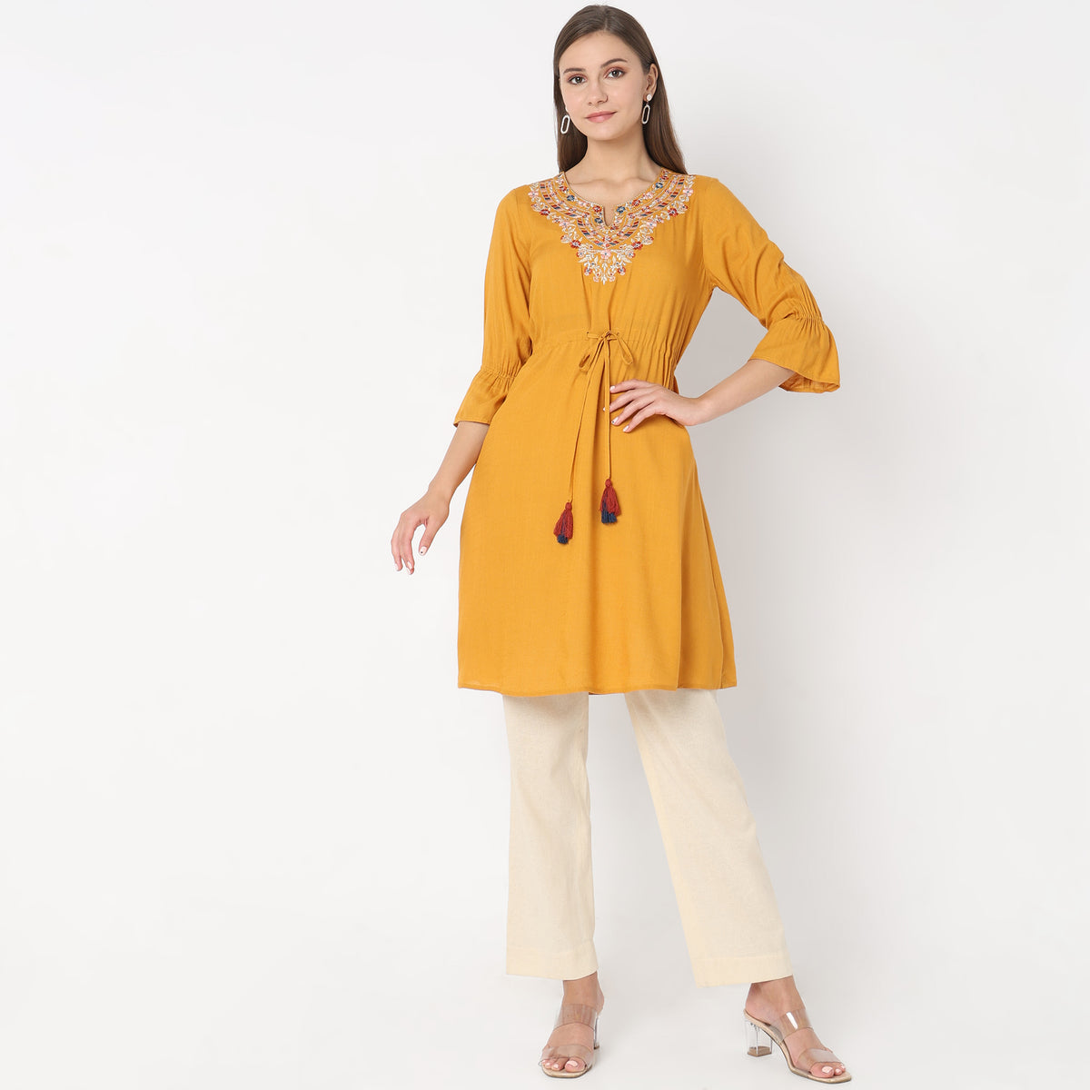 Regular Fit Embroidered Kurta