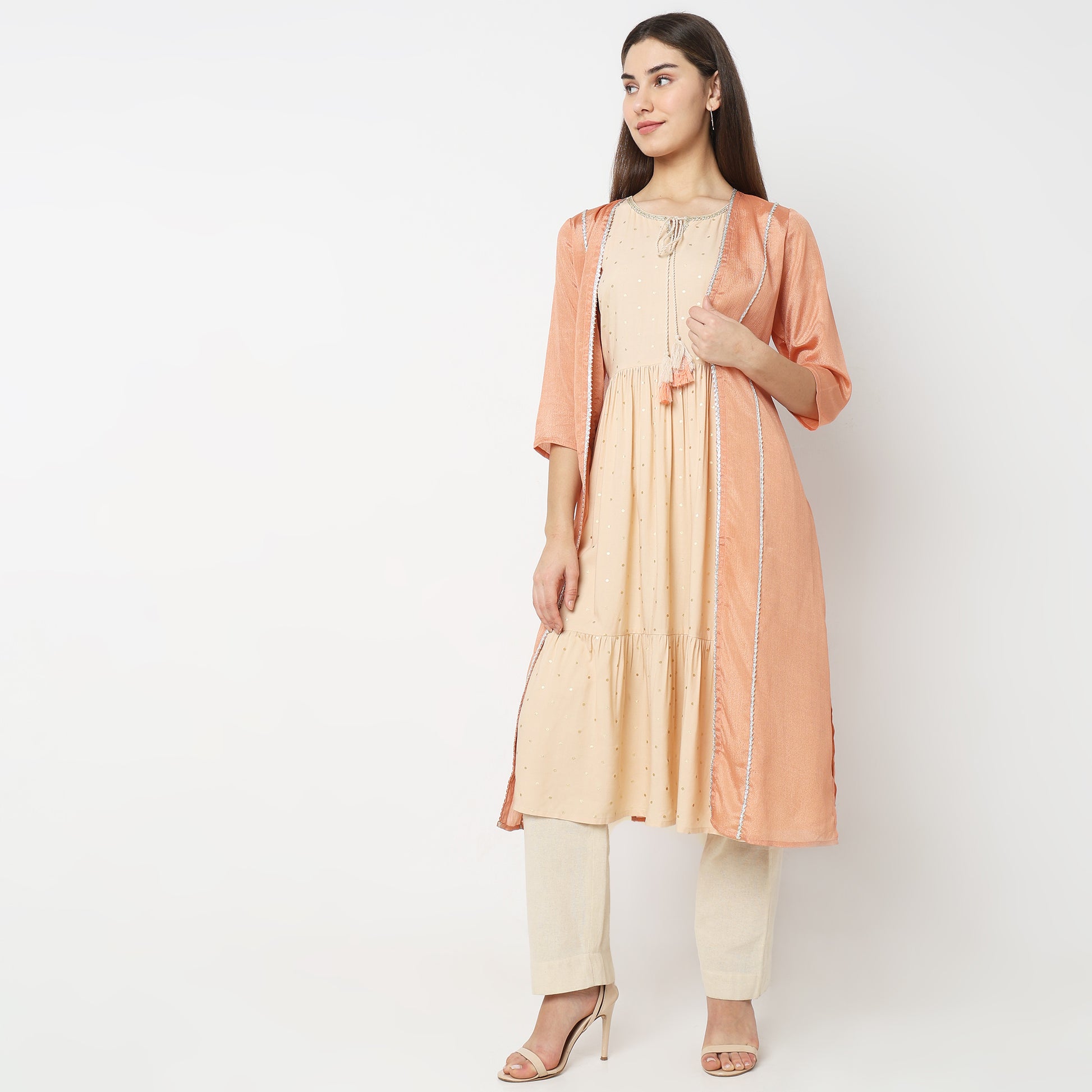 Flare Fit Embellished Kurta