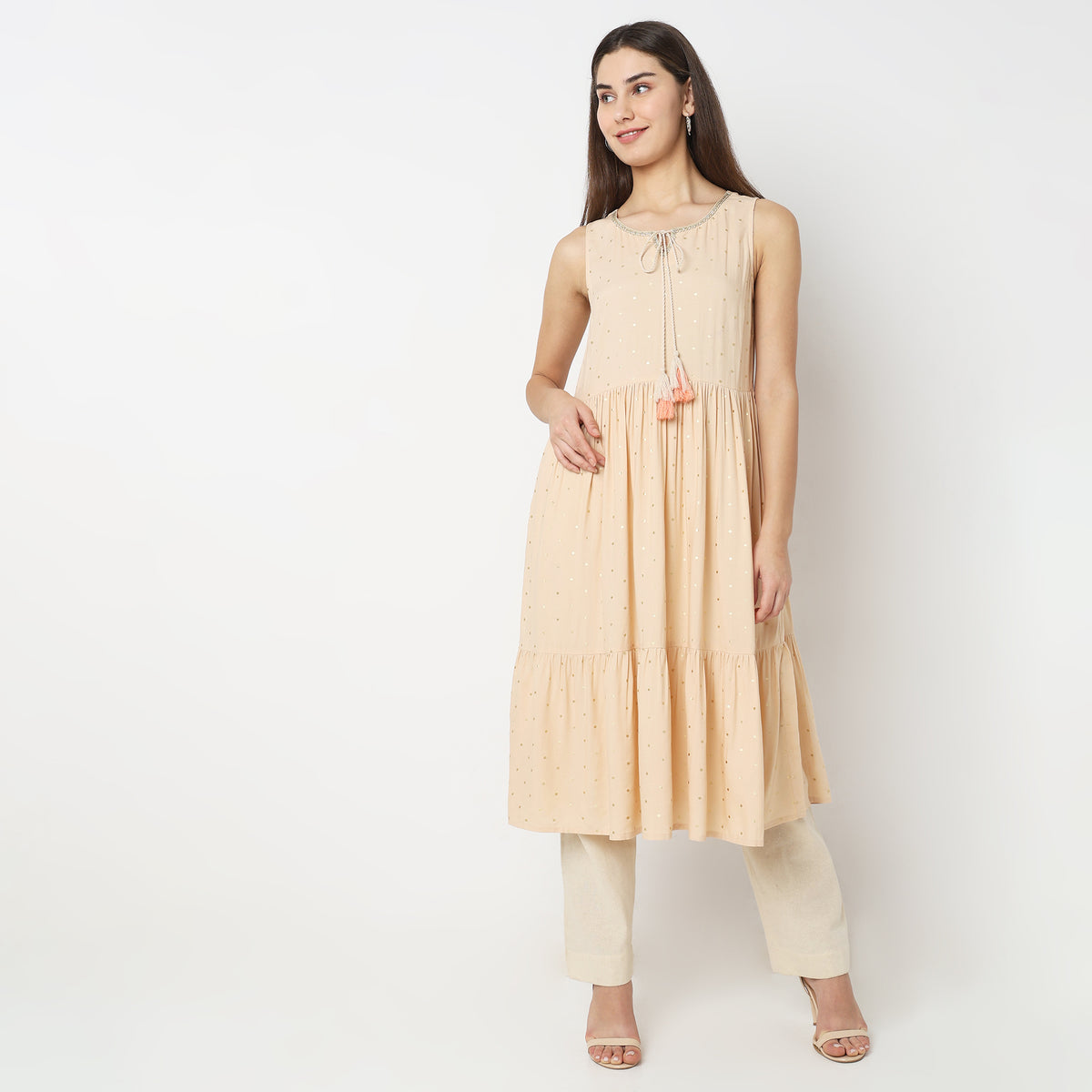 Flare Fit Embellished Kurta