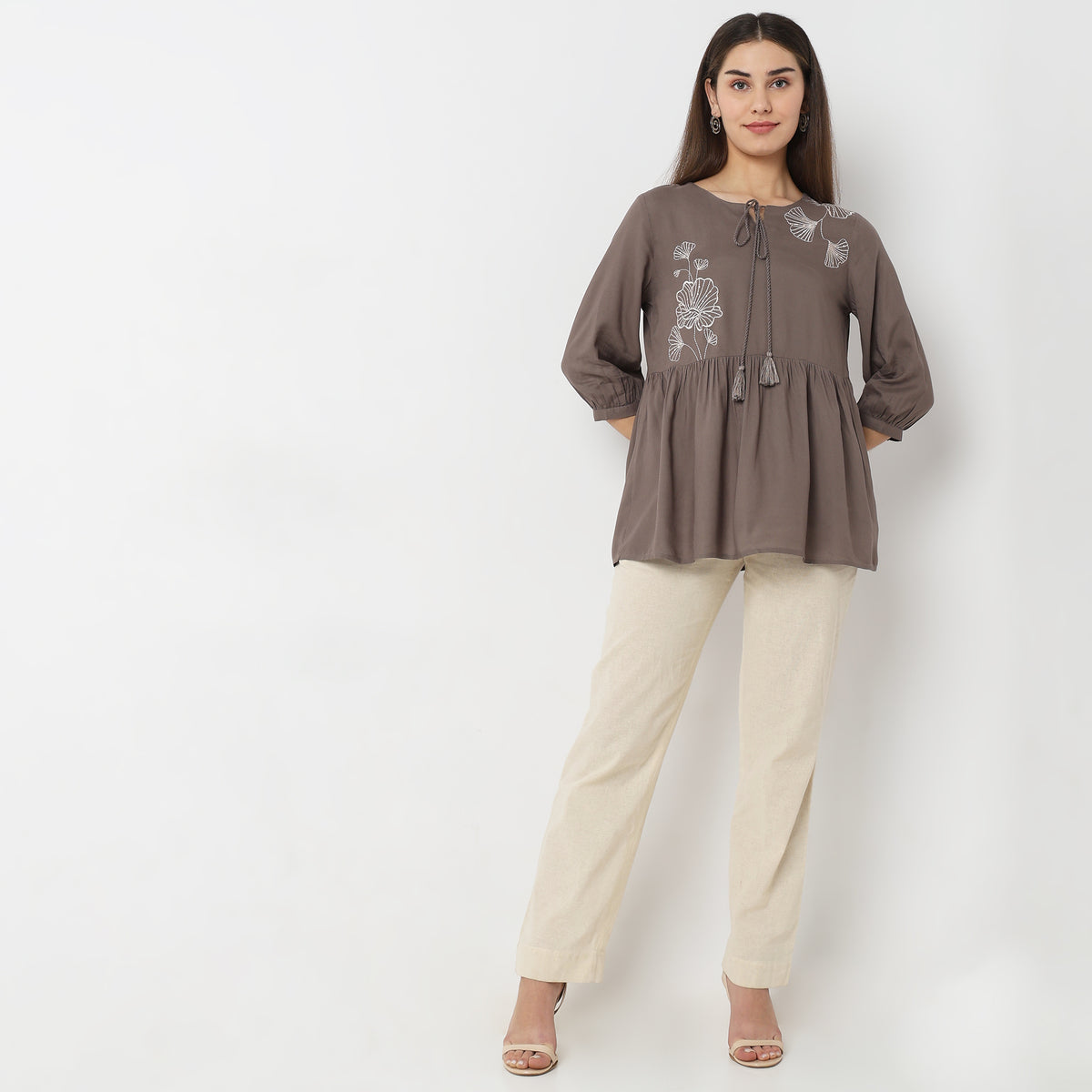 Regular Fit Embroidered Top