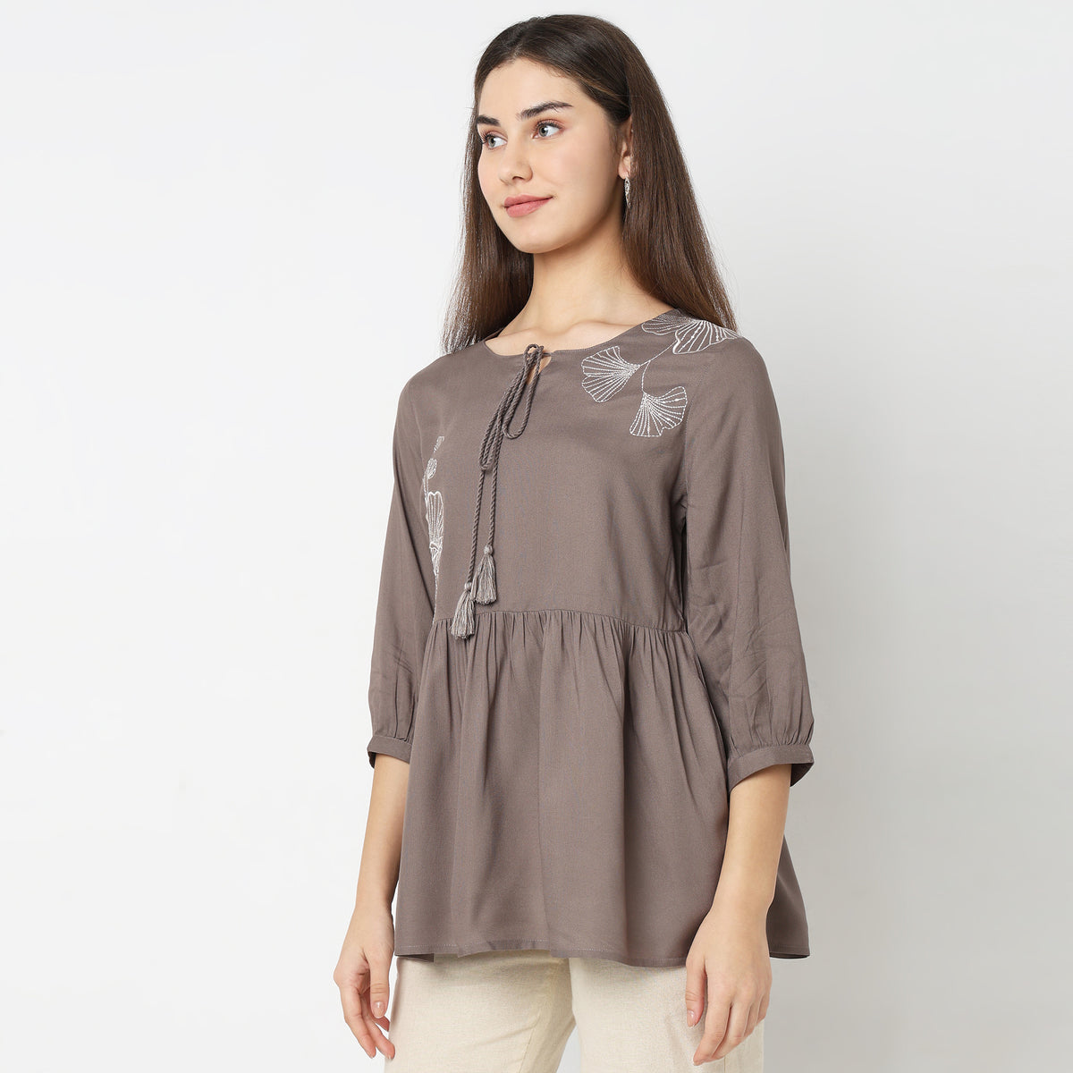 Regular Fit Embroidered Top