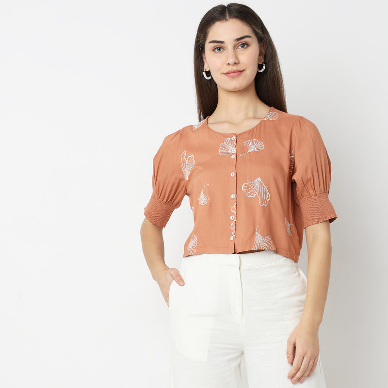 Boxy Fit Embroidered Top