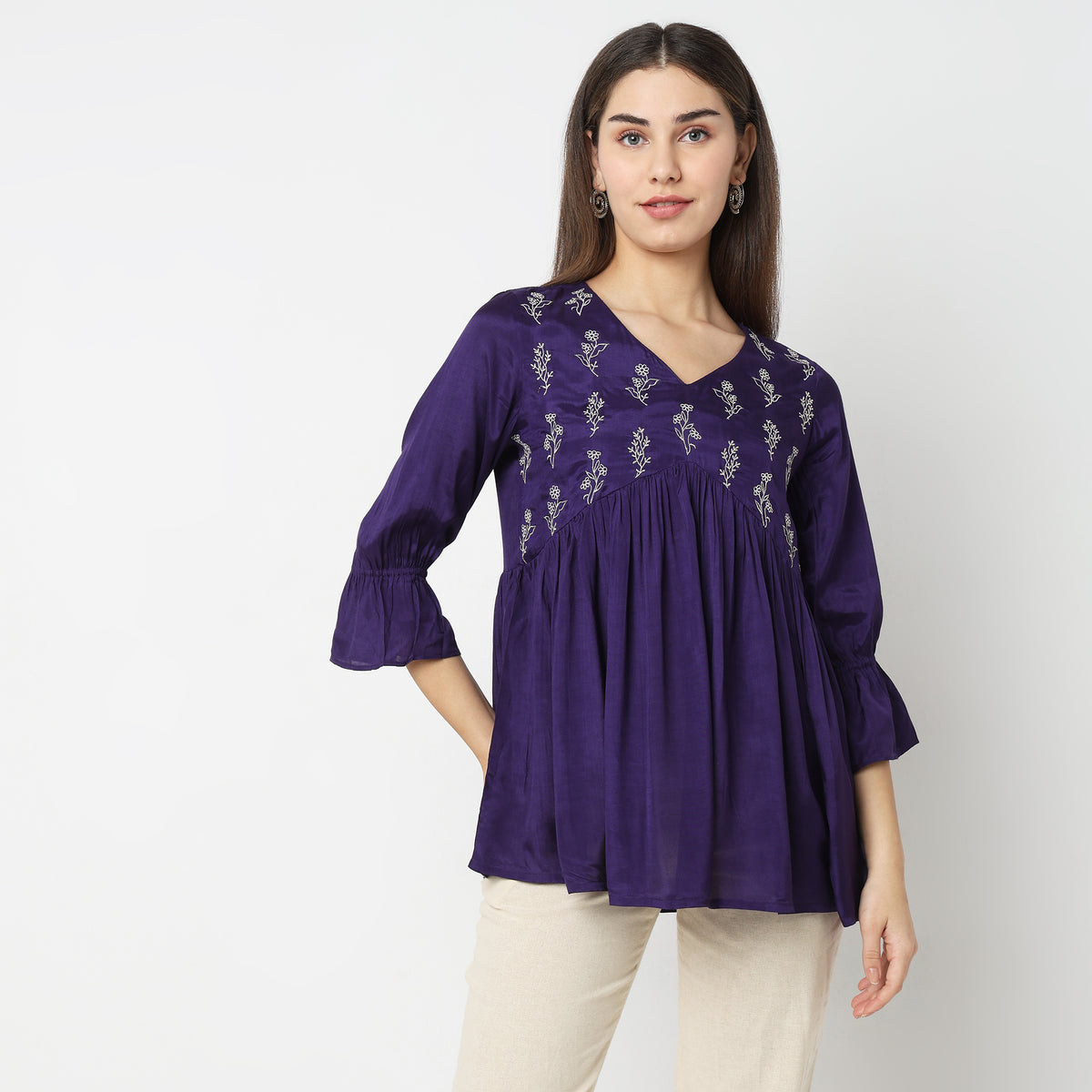 Regular Fit Embroidered Top