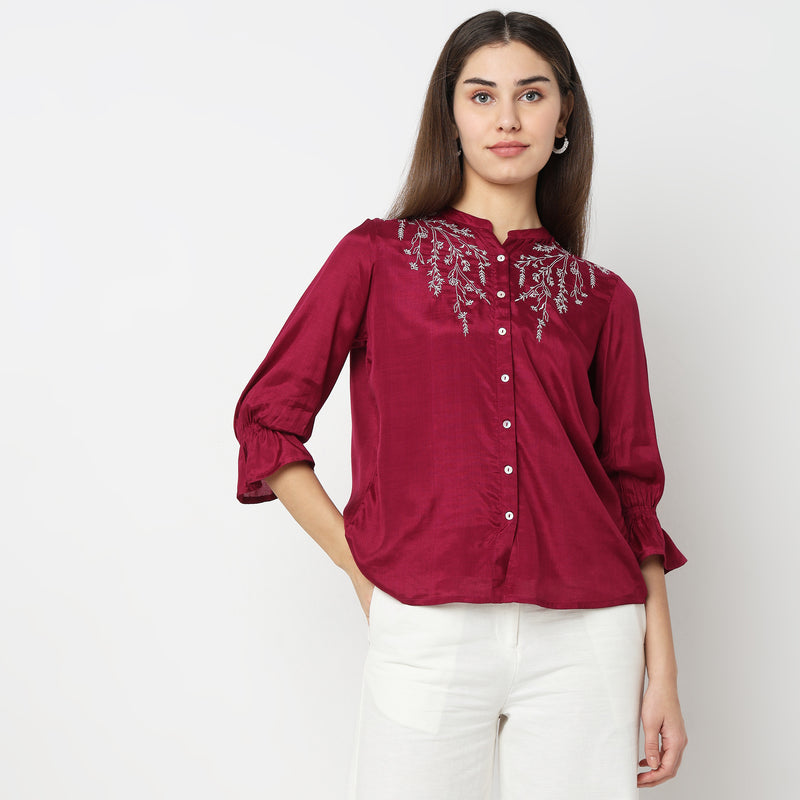 Regular Fit Embroidered Top