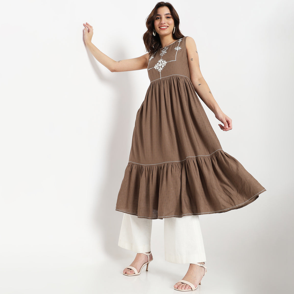 Flare Fit Embellished Kurta