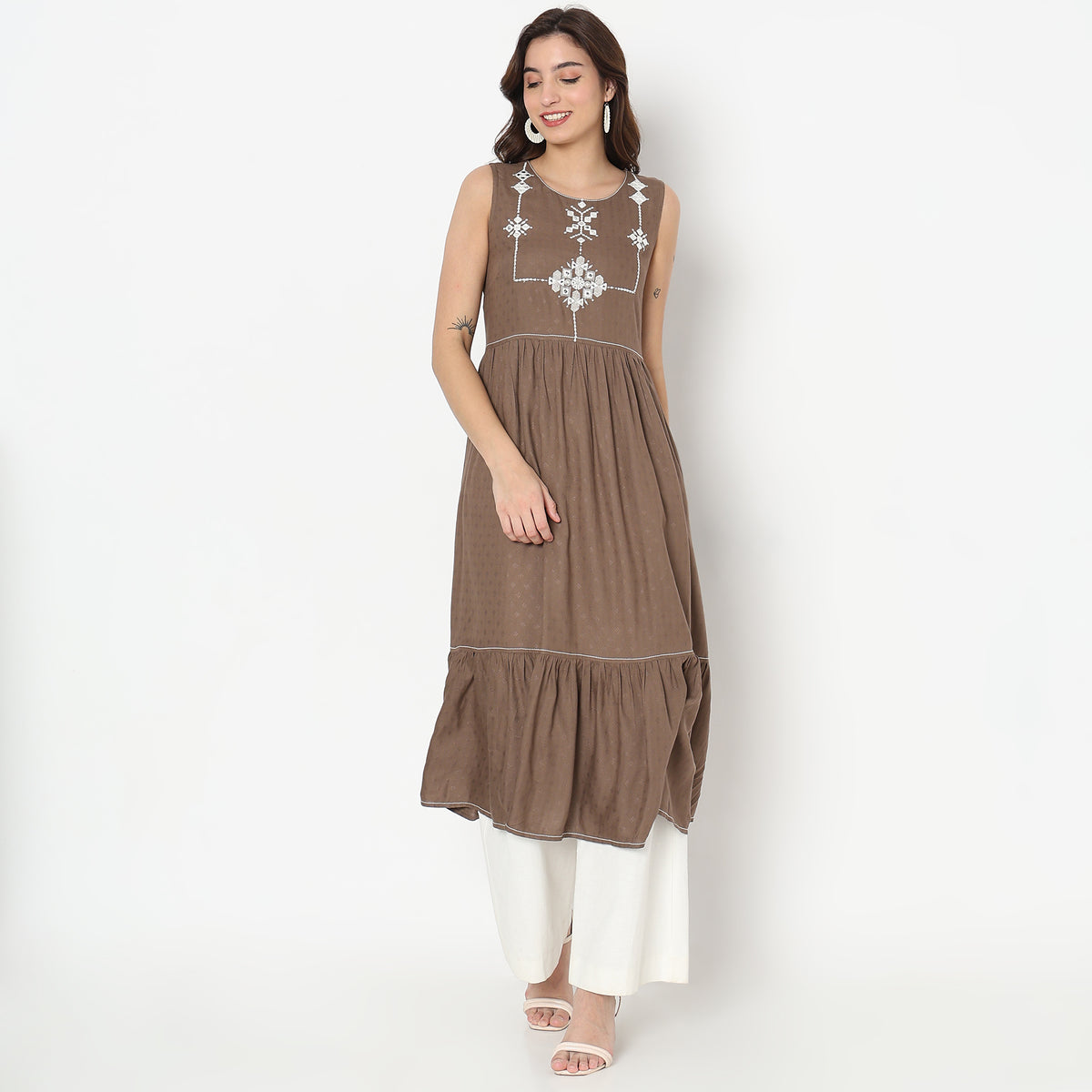 Flare Fit Embellished Kurta