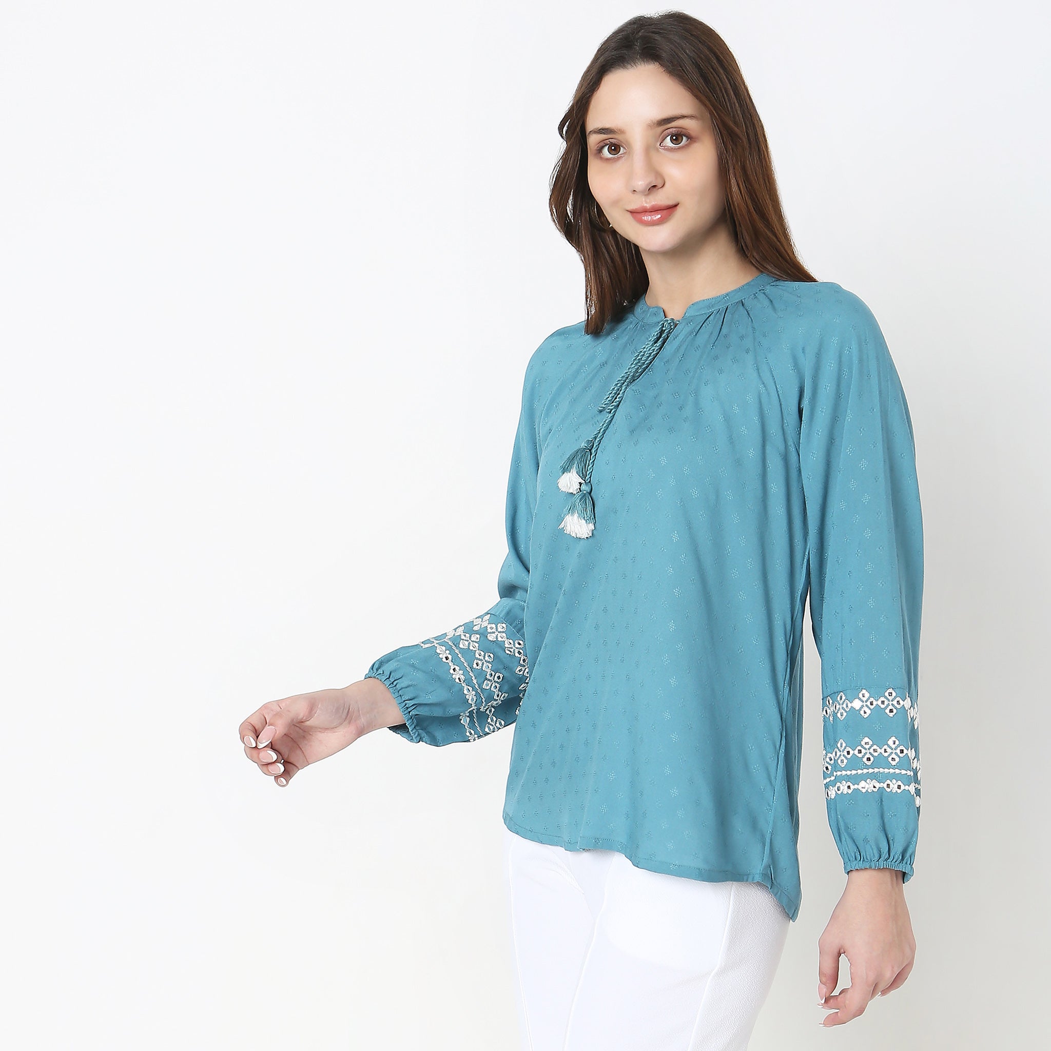 Regular Fit Embroidered Top