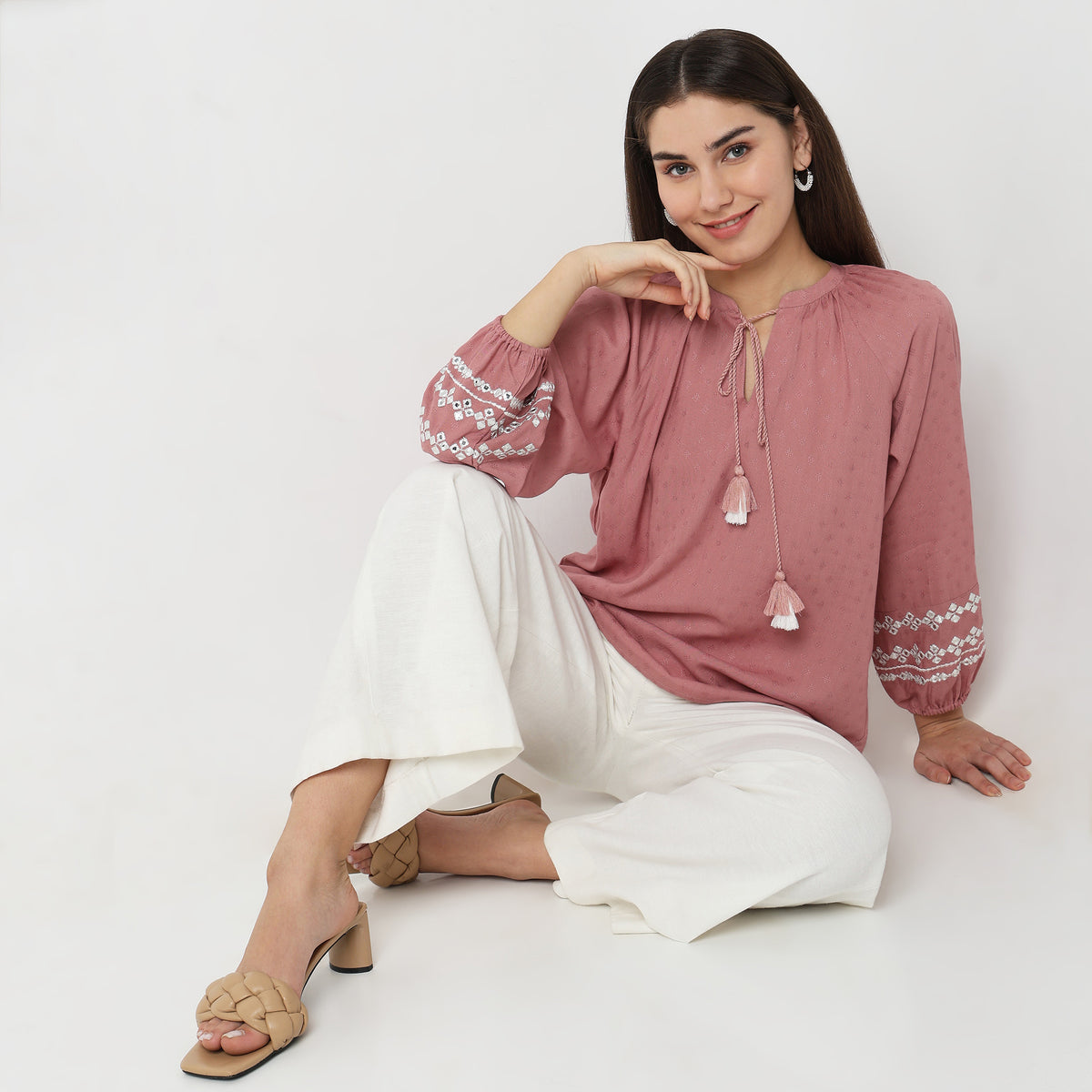 Regular Fit Embroidered Top