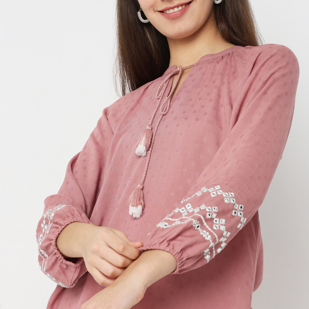 Regular Fit Embroidered Top