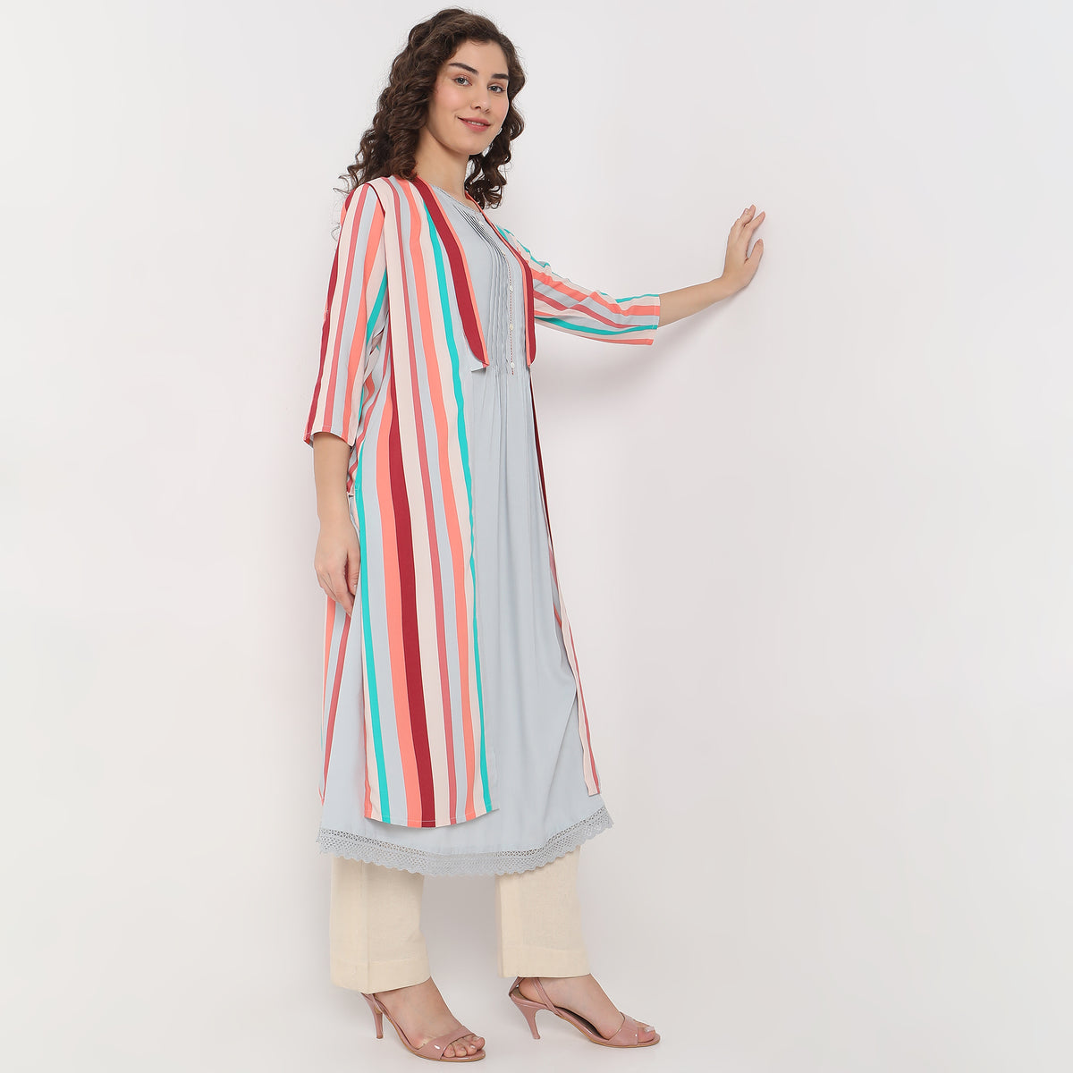 Flare Fit Striped Kurta