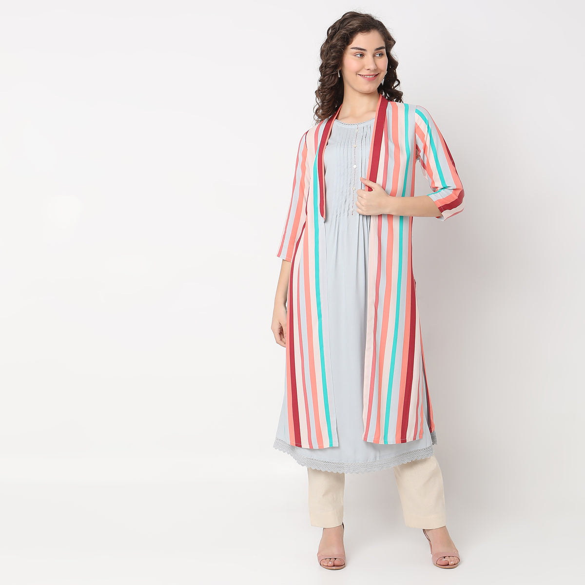 Flare Fit Striped Kurta