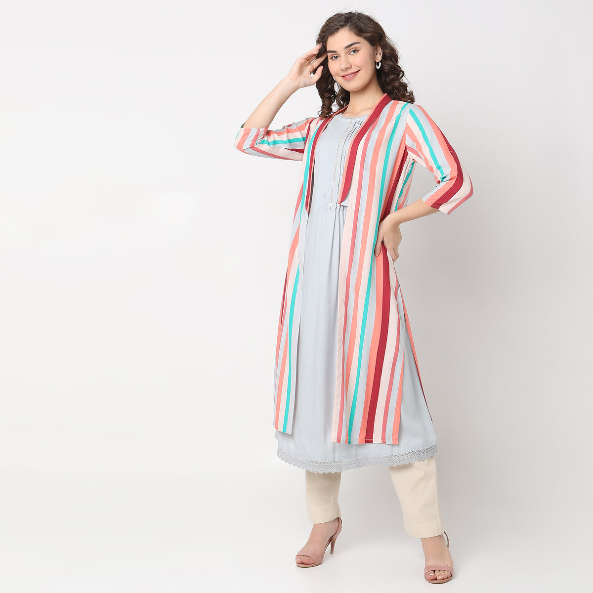 Flare Fit Striped Kurta