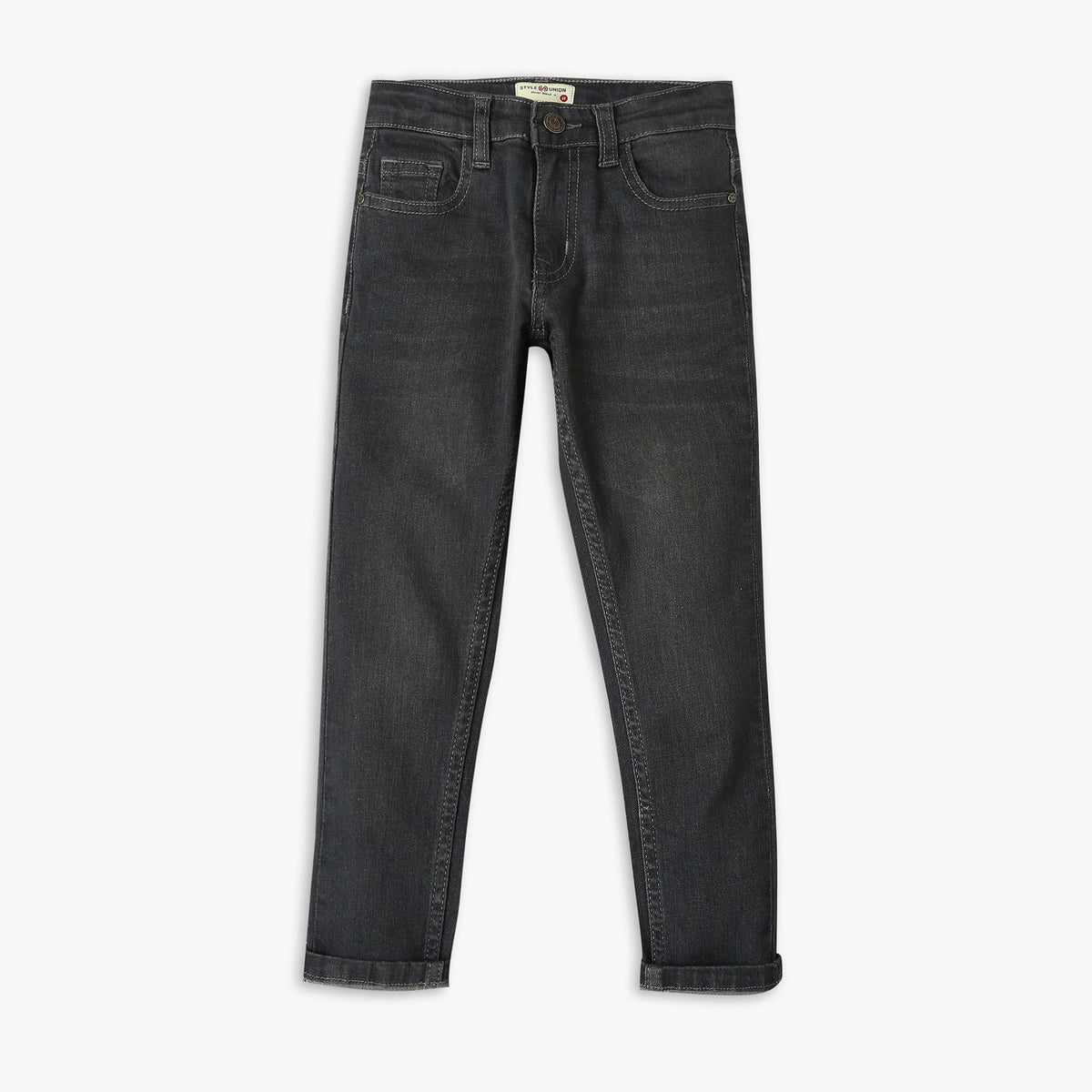 Boy's Regular Fit Solid Mid Rise Jeans