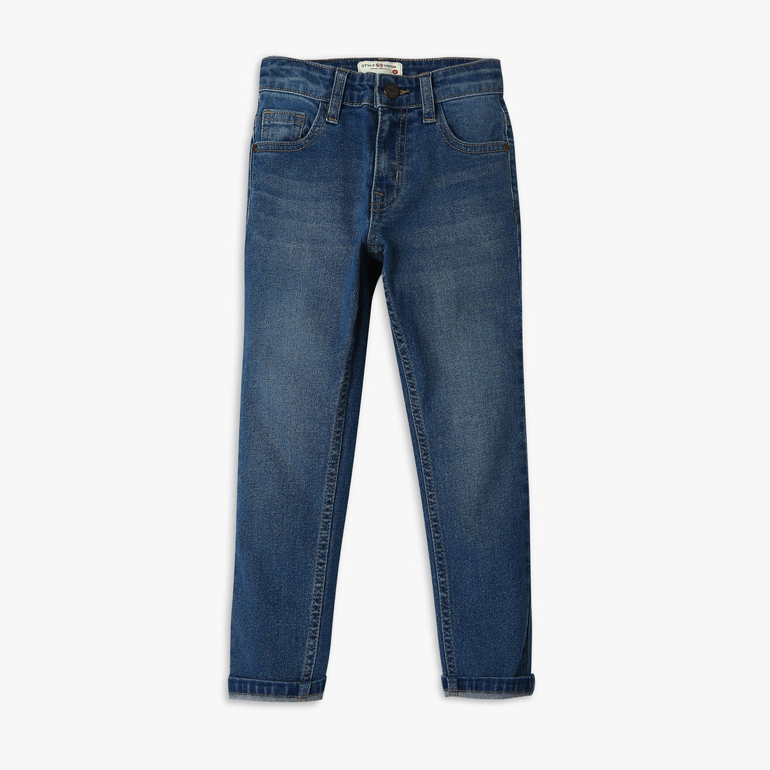 Boy's Regular Fit Solid Mid Rise Jeans