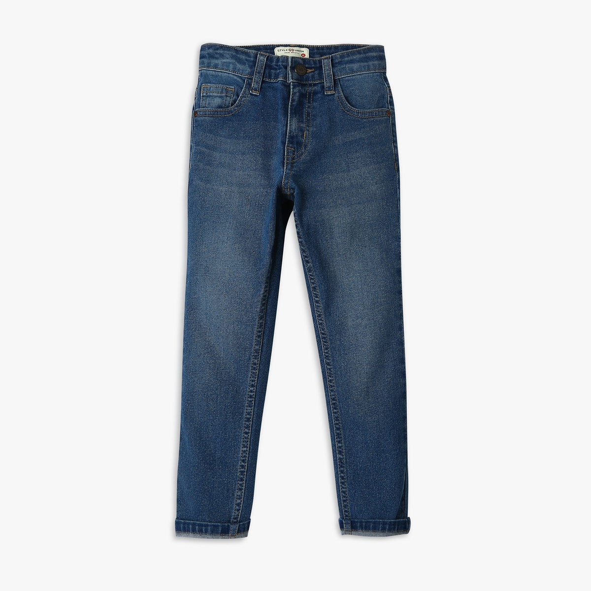 Boy's Regular Fit Solid Mid Rise Jeans