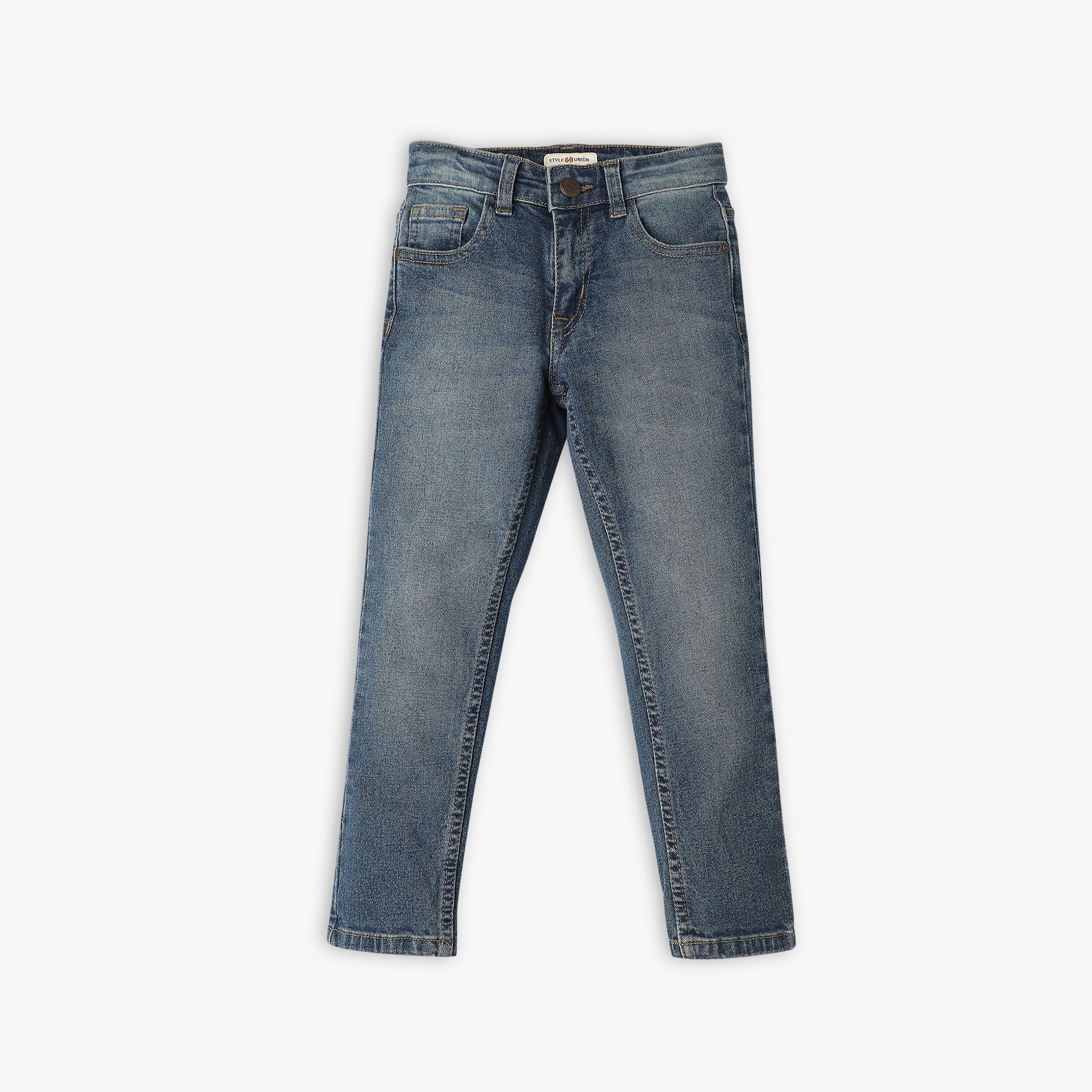 Boys Regular Fit Solid Mid Rise Jeans