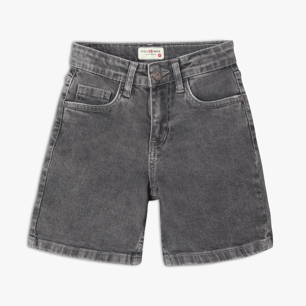 Boy Wearing Boy's Regular Fit Distressed Mid Rise Short