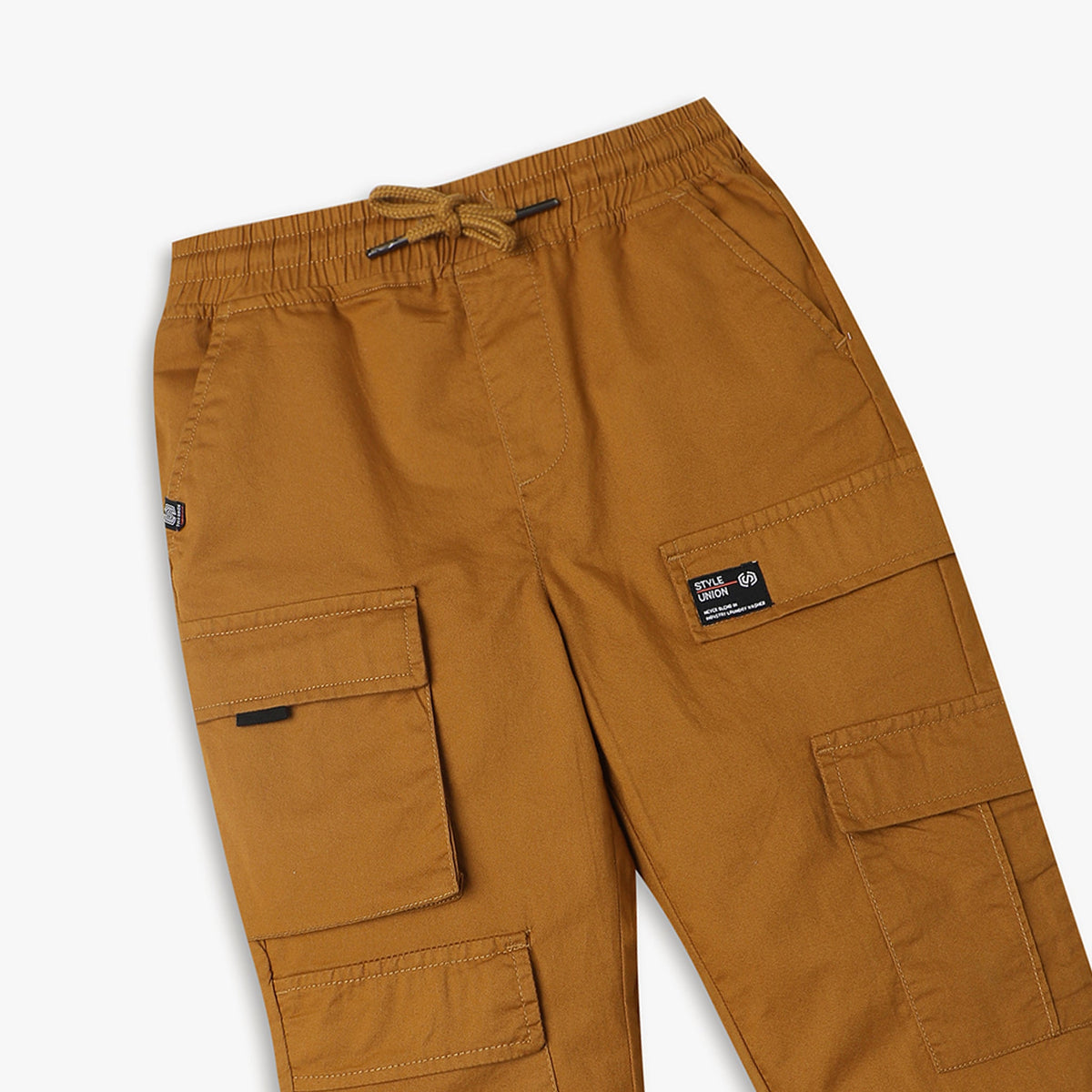 Boy's Regular Fit Solid Mid Rise Cargos