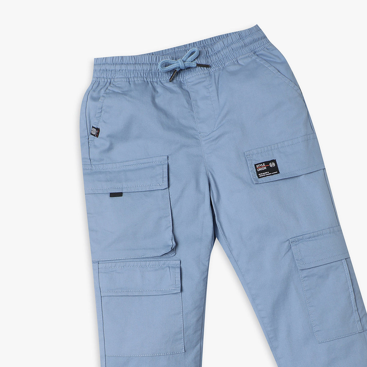 Boy's Regular Fit Solid Mid Rise Cargos