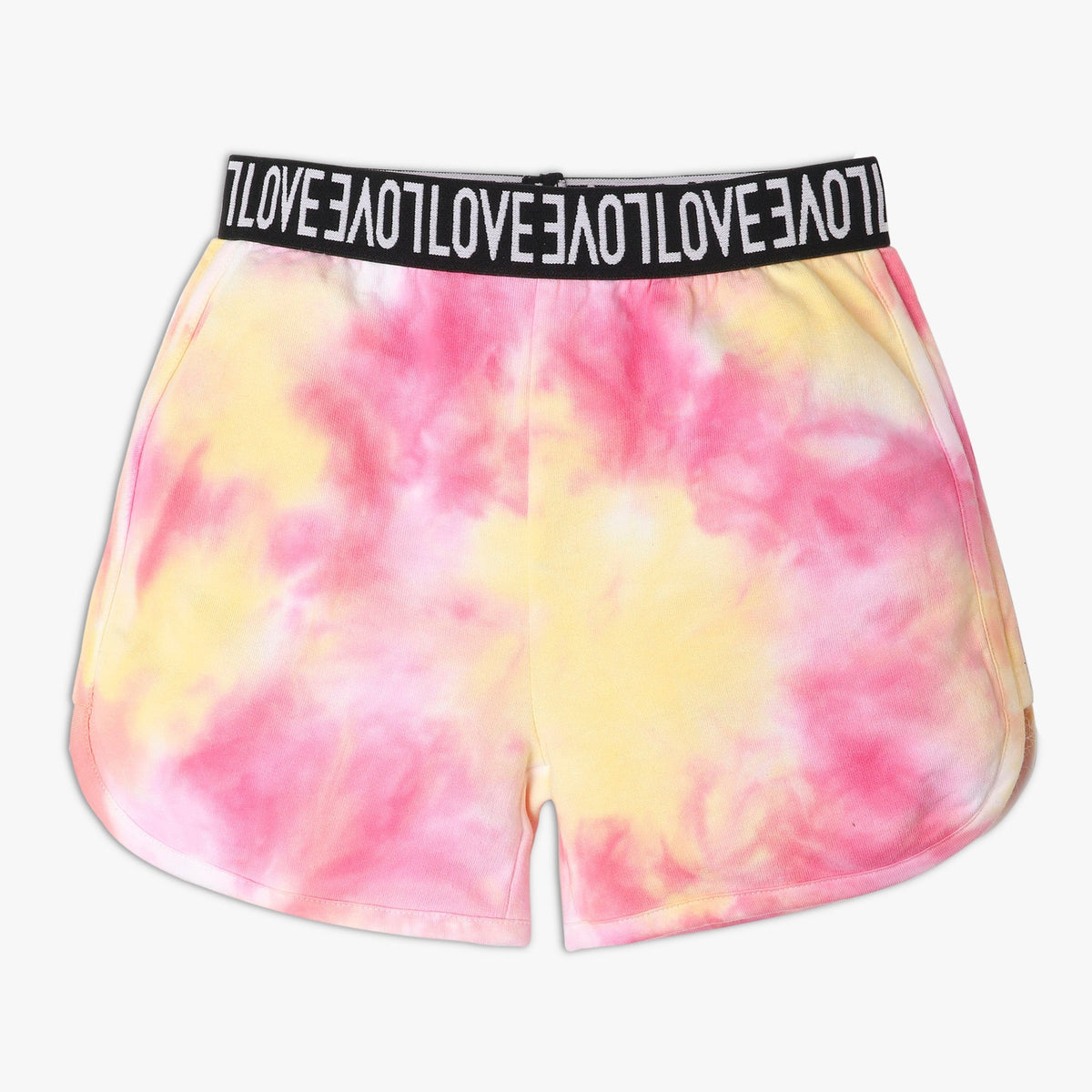 Girl Wearing Girl's Regular Fit Tie - Dye Mid Rise Short