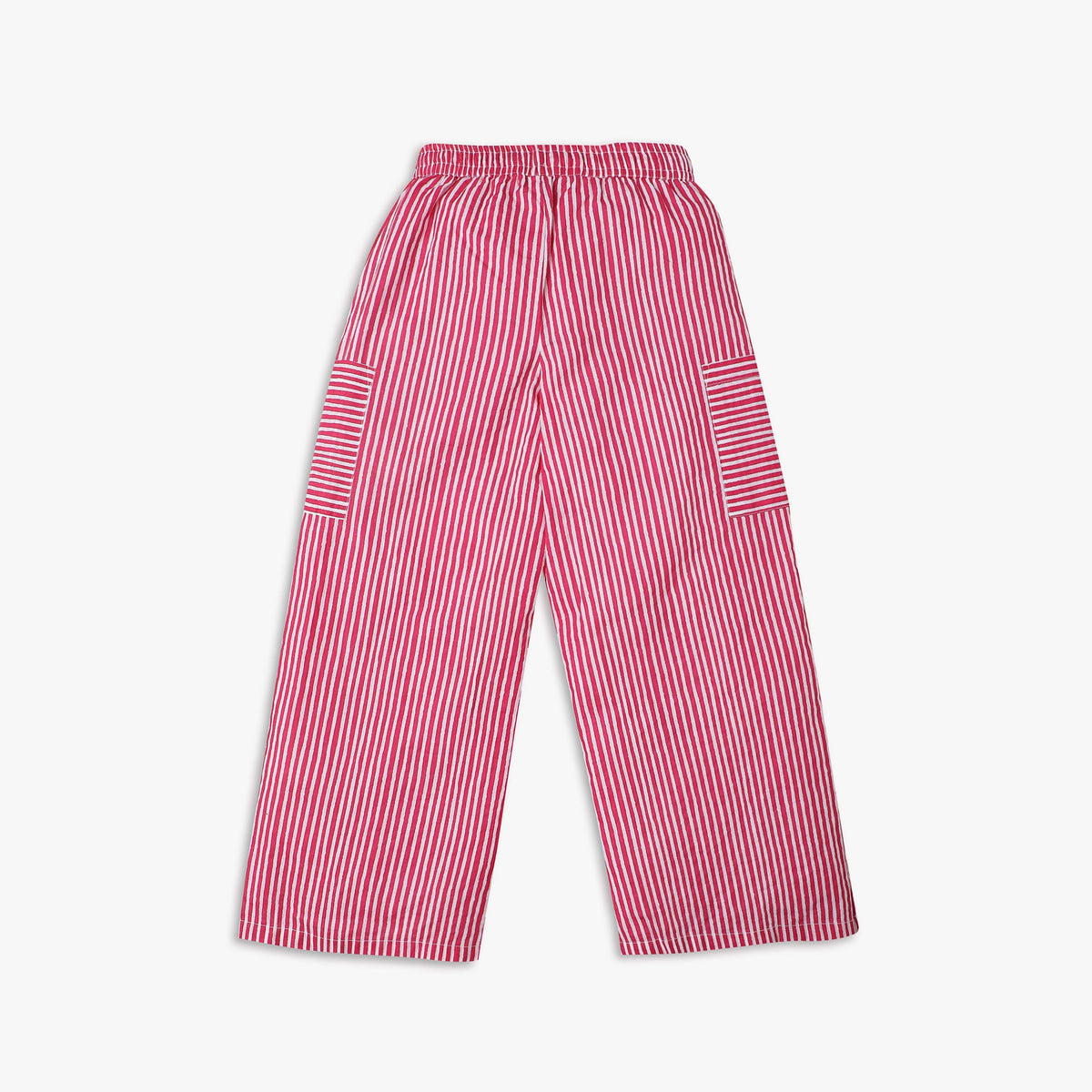 Girl's Regular Fit Striped Mid Rise Palazzos