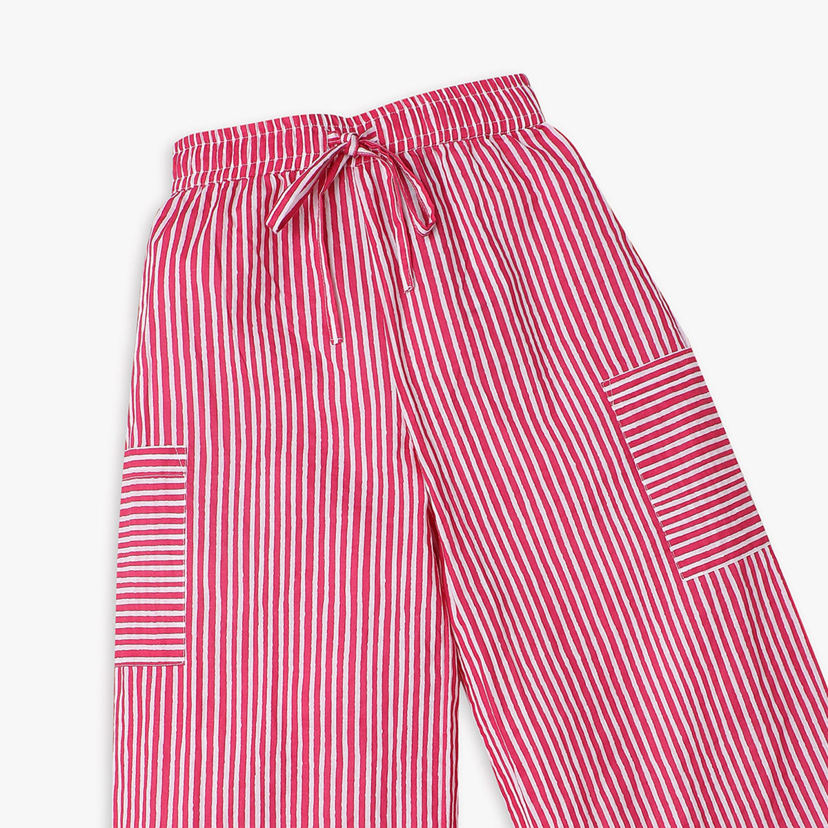 Girl's Regular Fit Striped Mid Rise Palazzos