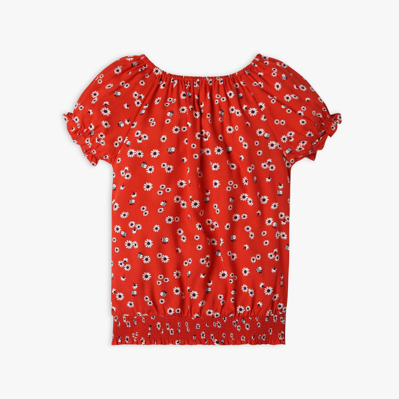 Girl Wearing Girl's Regular Fit Printed Top