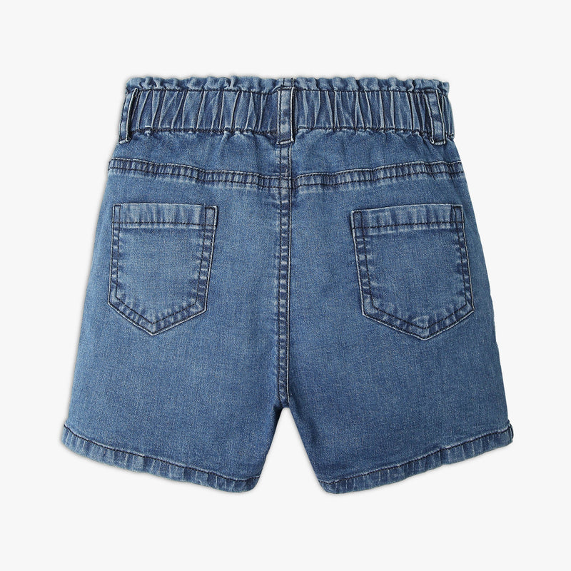 Girl Wearing Girl's Regular Fit Solid Mid Rise Short