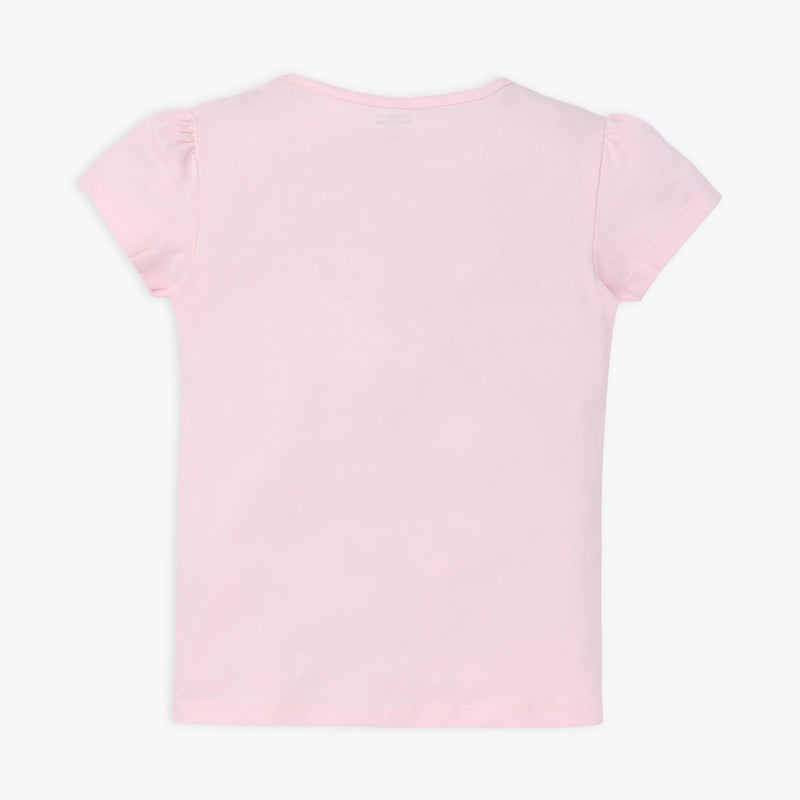 Girl Wearing Girl's Regular Fit Printed T-Shirt