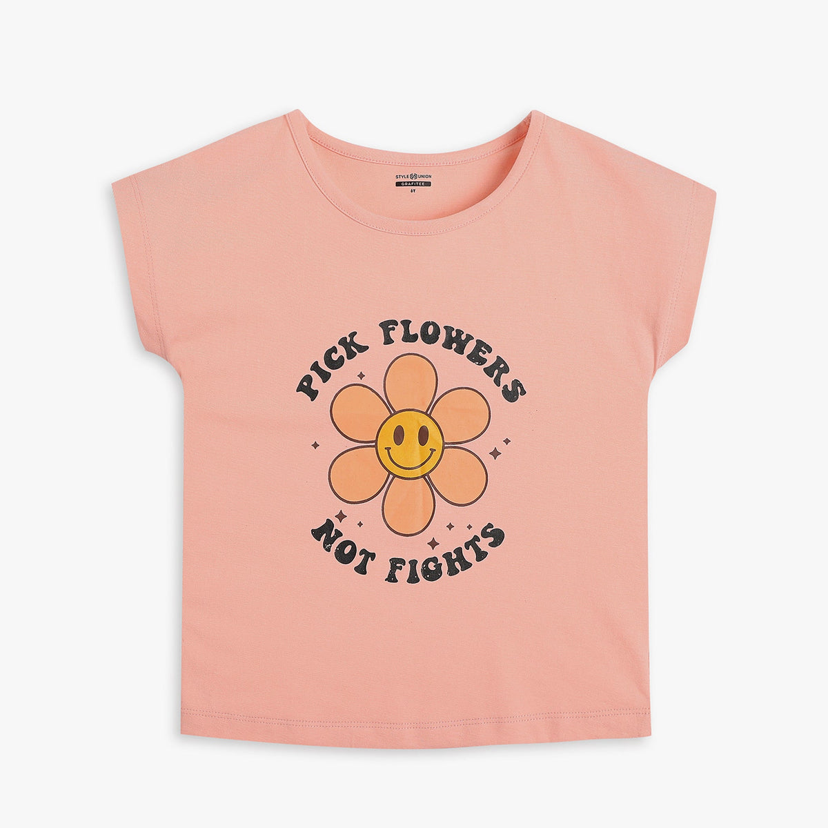 Girl Wearing Girl's Regular Fit Printed T-Shirt