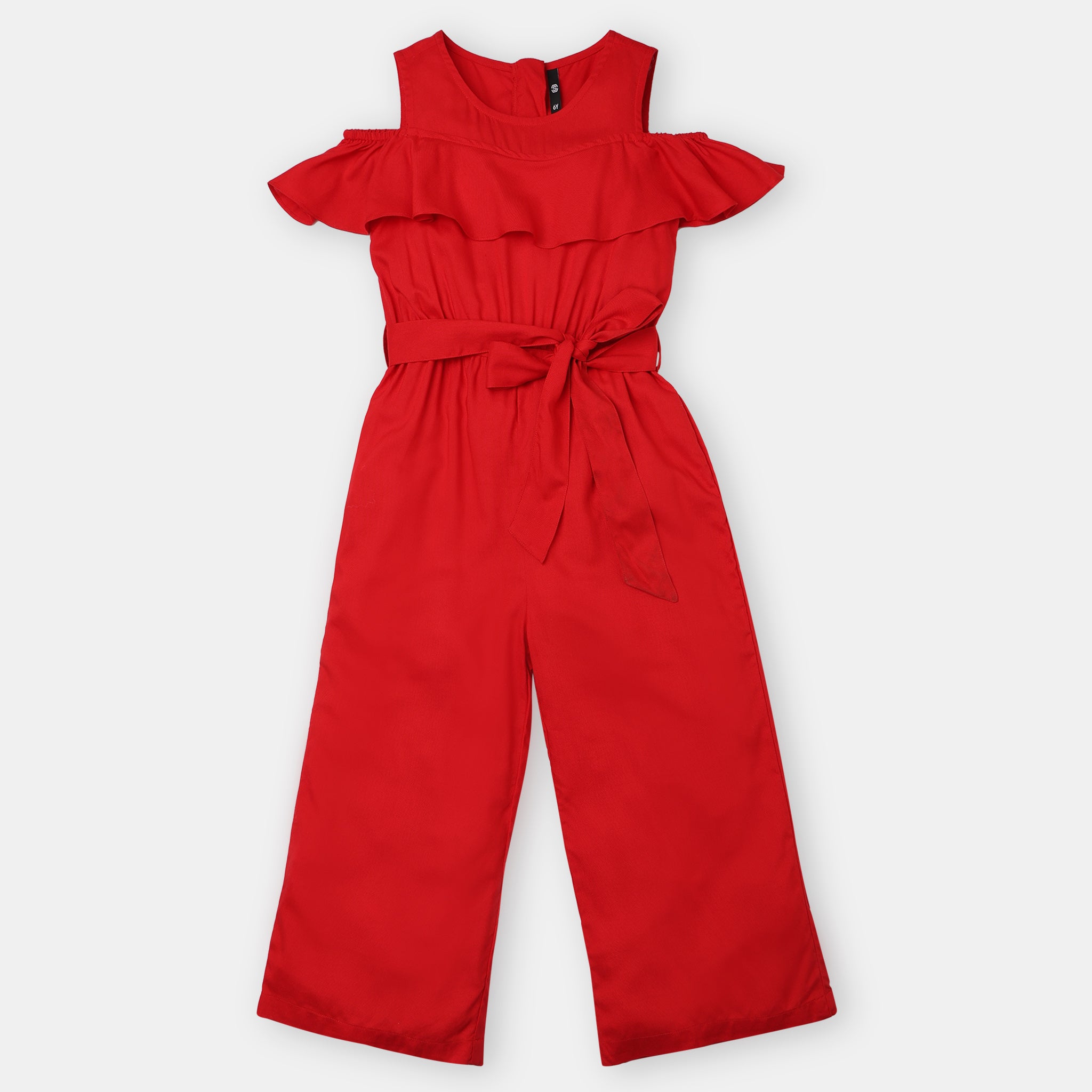 Solid Elasticated Dhoti Jumpsuit for Girls