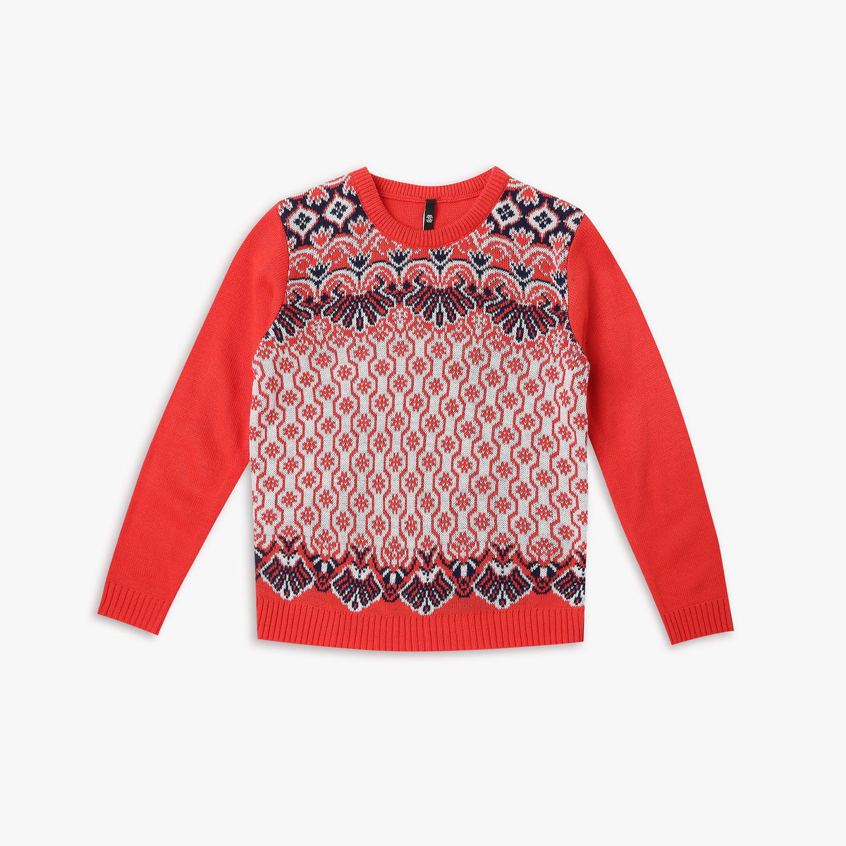 Girl's Regular Fit Jacquard Sweater