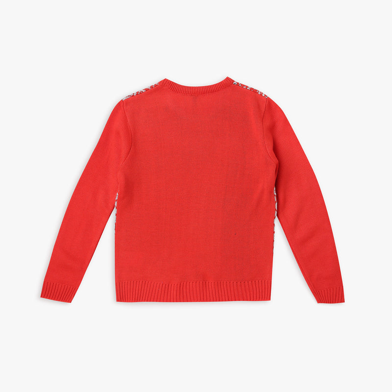 Girl's Regular Fit Jacquard Sweater
