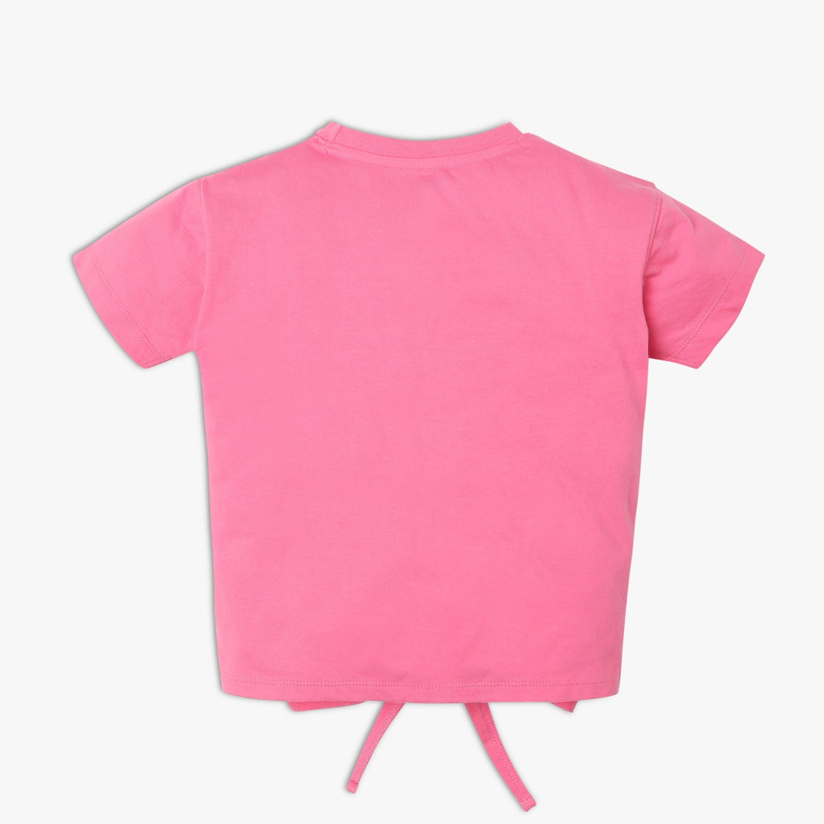 Girl Wearing Girl's Regular Fit Solid T-Shirt