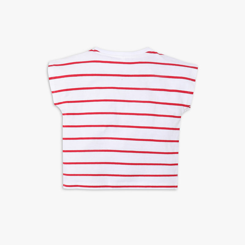 Girls Regular Fit Striped T-Shirt