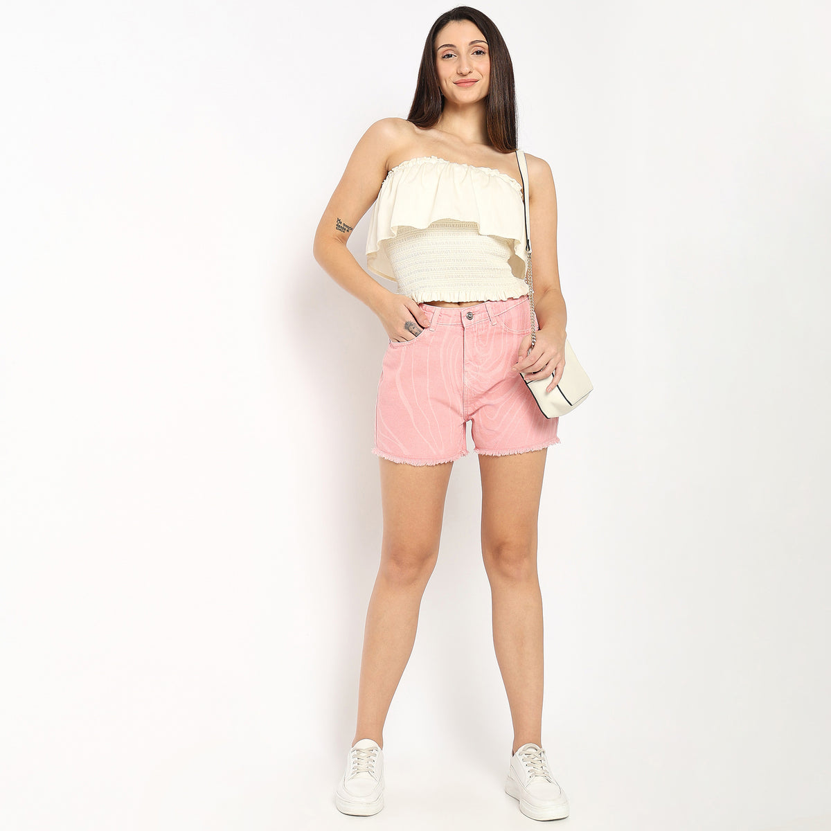 Regular Fit Printed High Rise Shorts