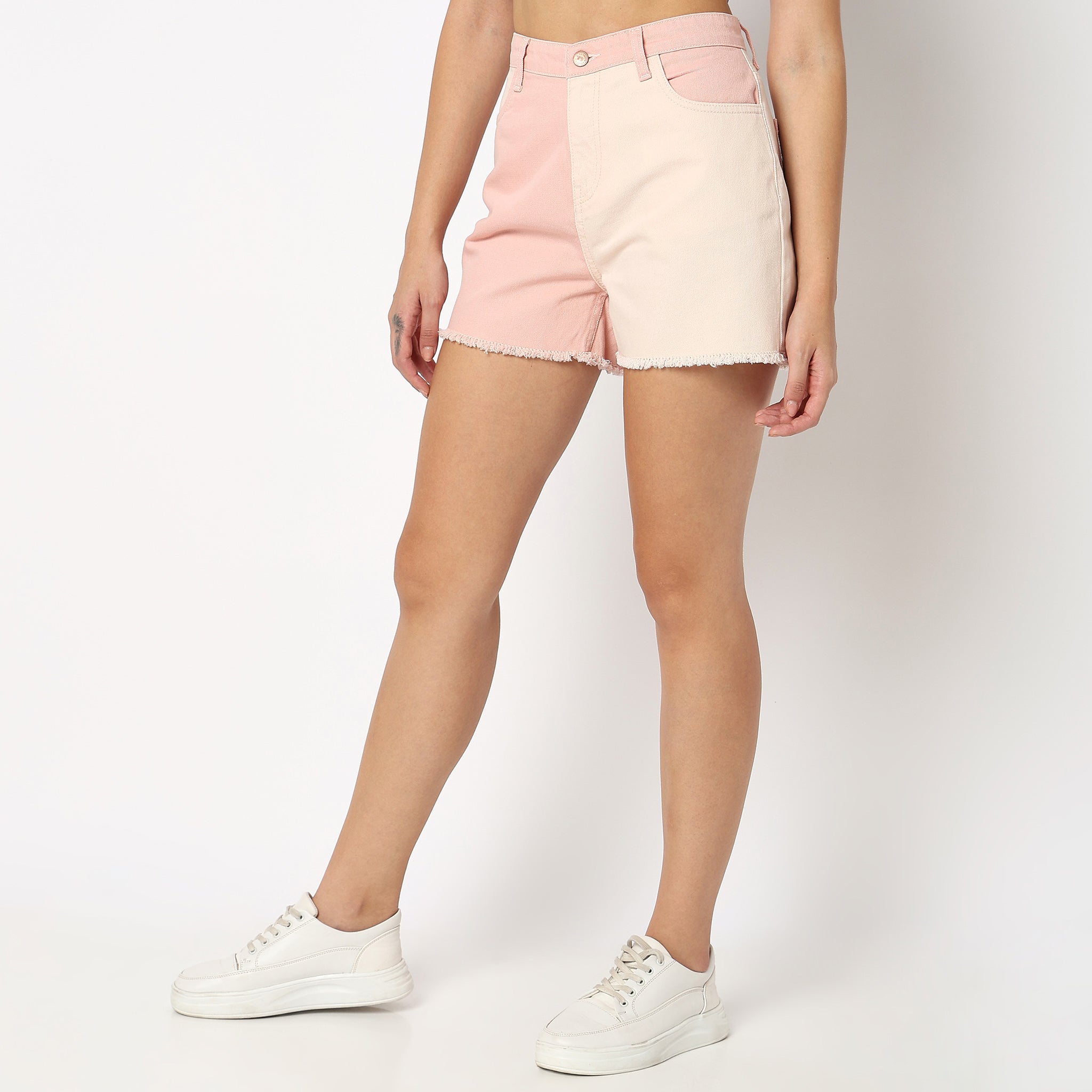 Buy Mast & Harbour Women Pink Solid Regular Fit Denim Shorts - Shorts for  Women 8696333 | Myntra