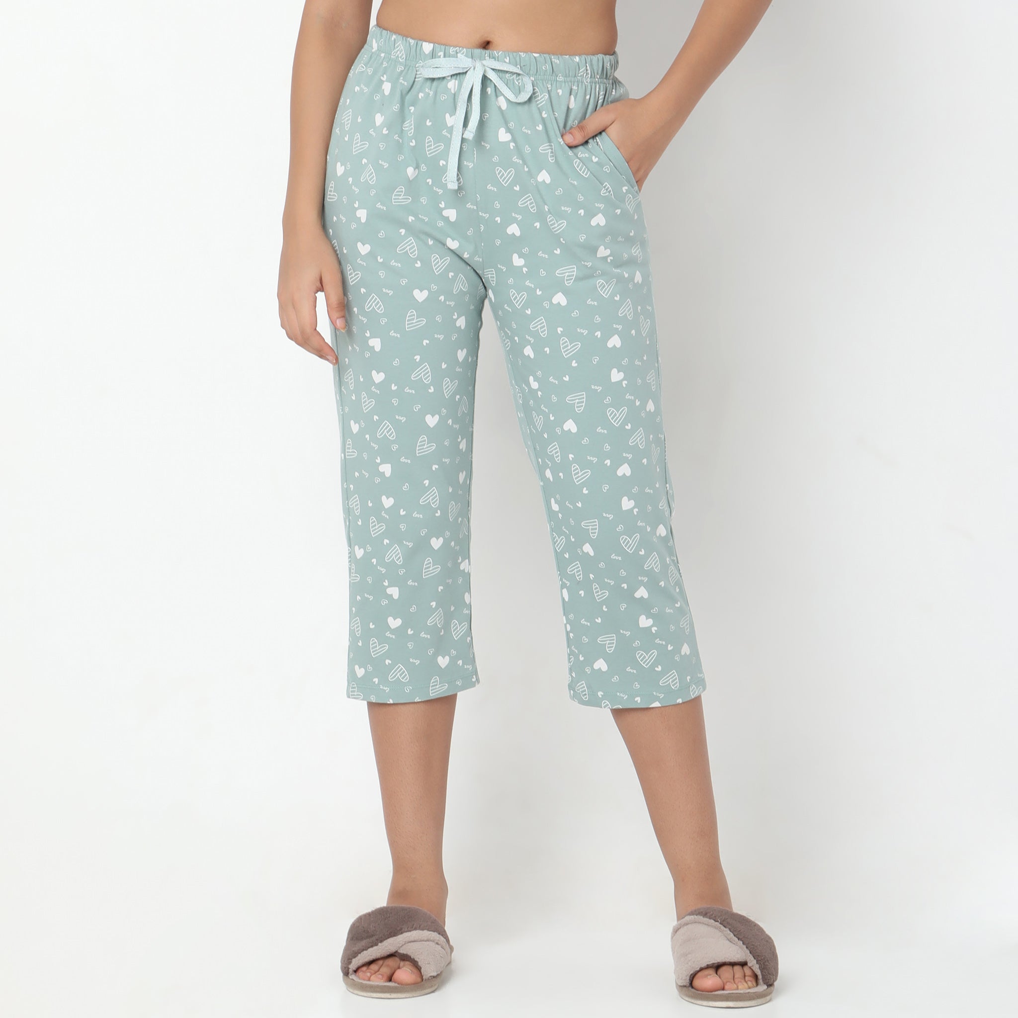 Regular Fit Printed Mid Rise Capris