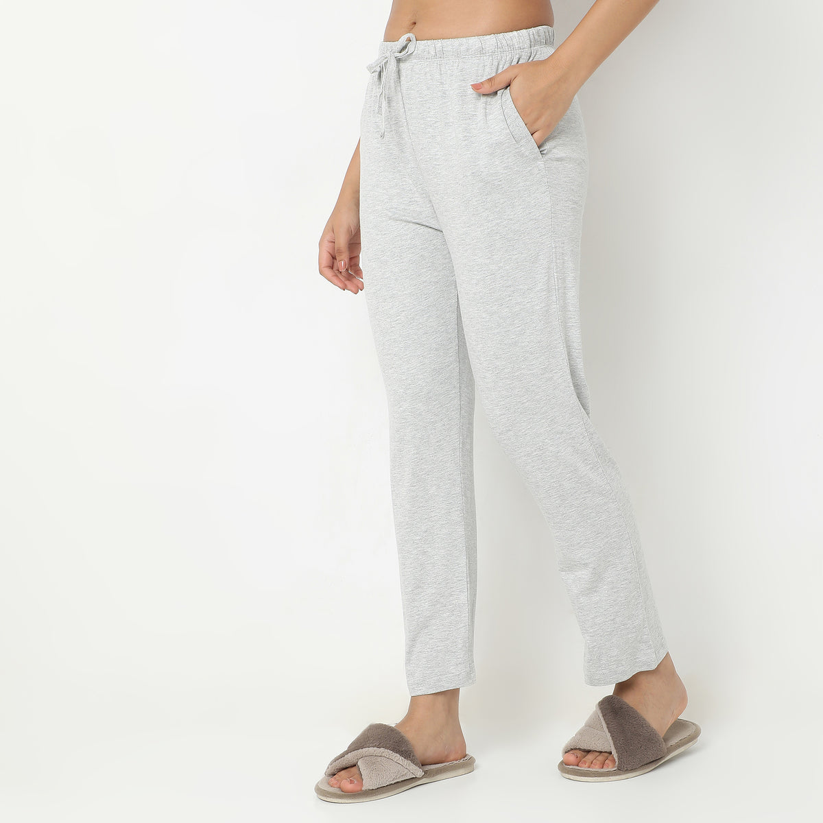 Regular Fit Solid Mid Rise Pyjamas