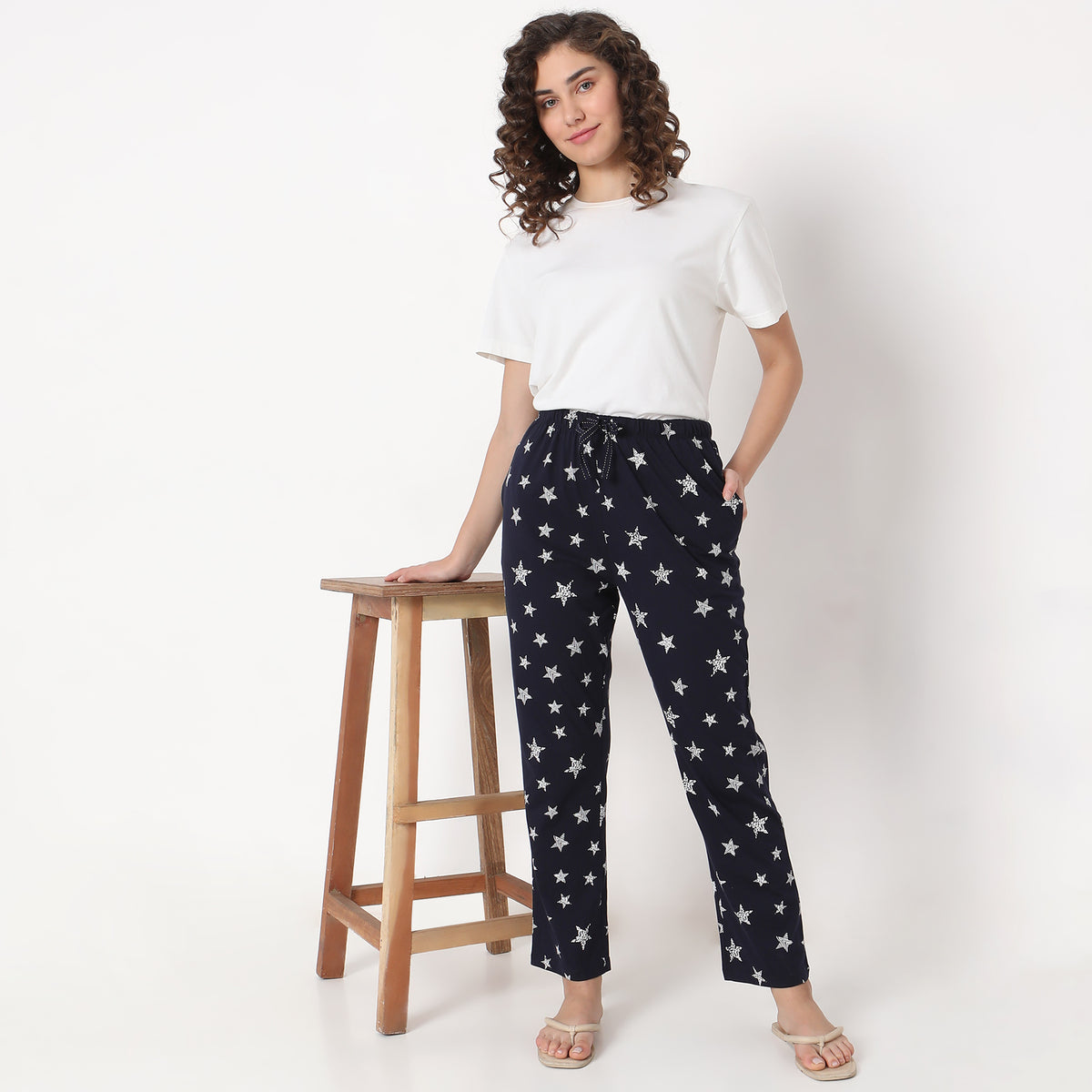 Regular Fit Printed Mid Rise Pyjamas