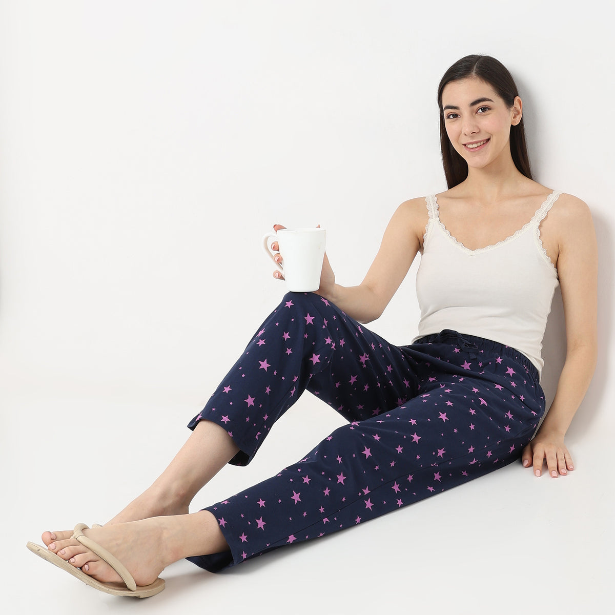 Regular Fit Printed Mid Rise Pyjamas