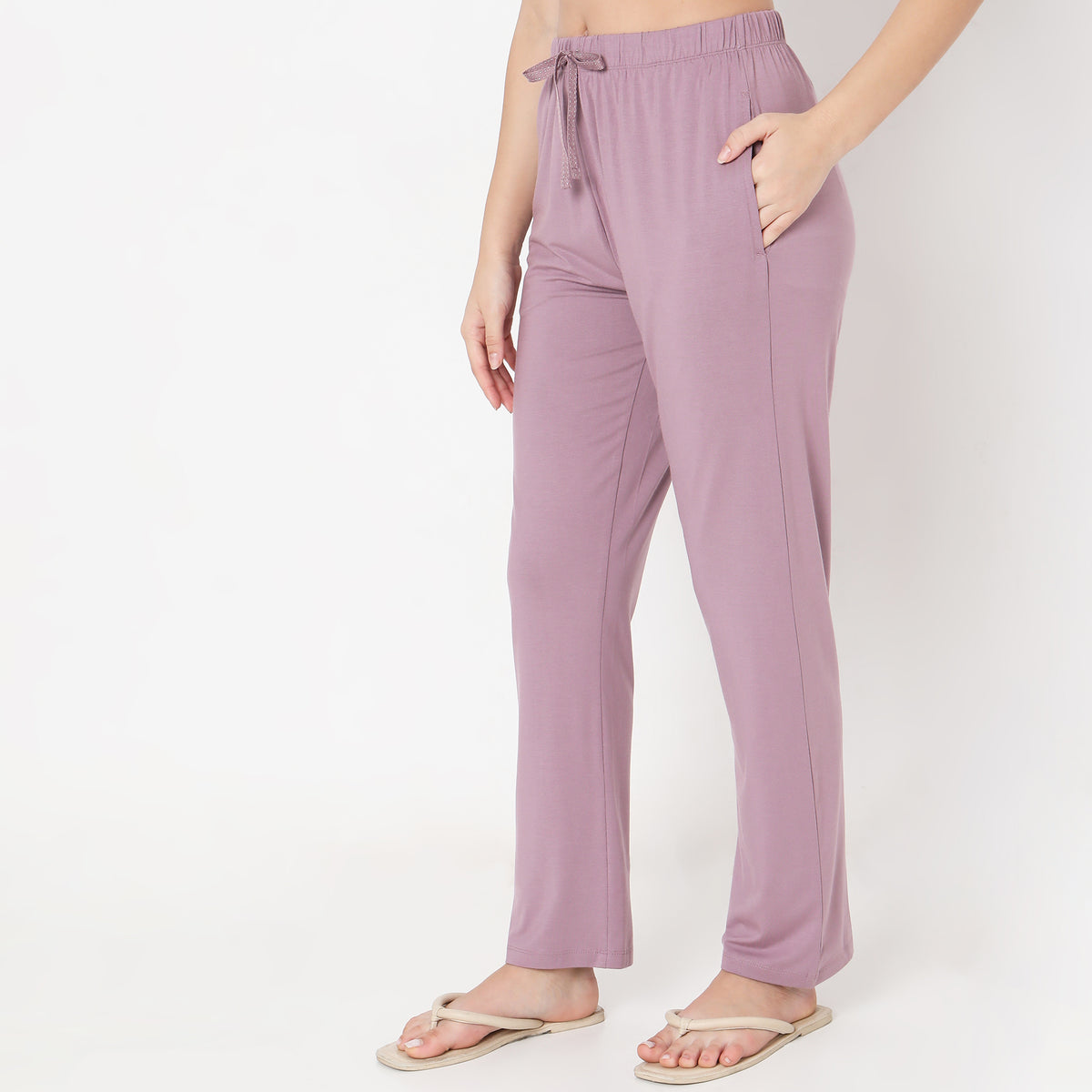 Regular Fit Solid Mid Rise Pyjamas