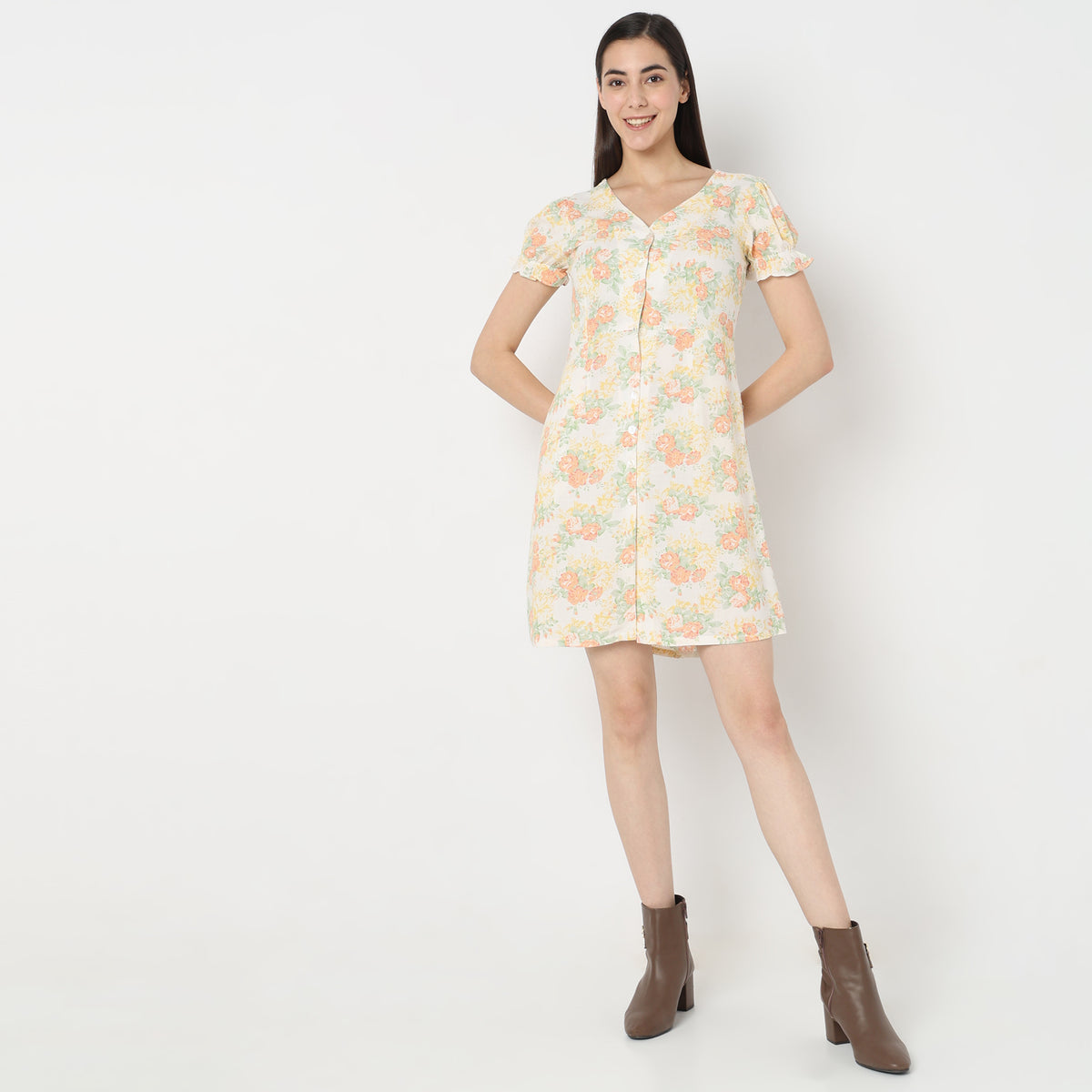 Regular Fit Floral Dress