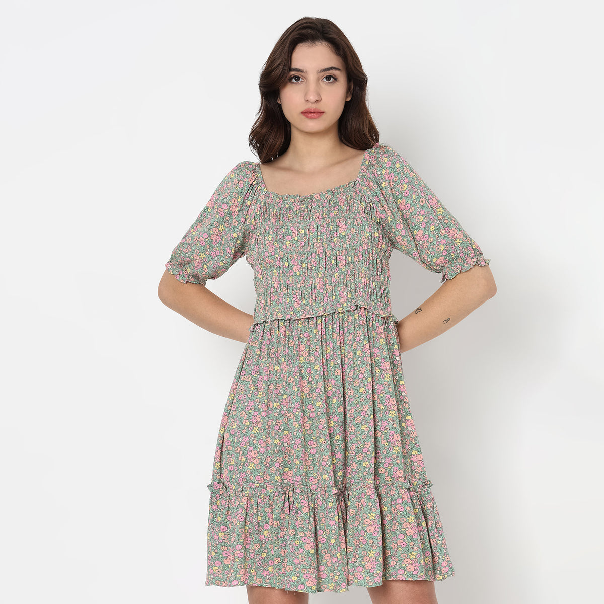 Flare Fit Floral Dress